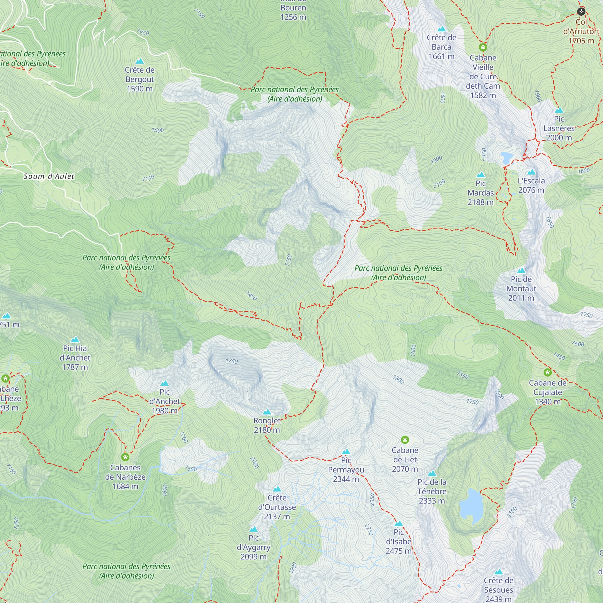 Cabane d'Escurets map