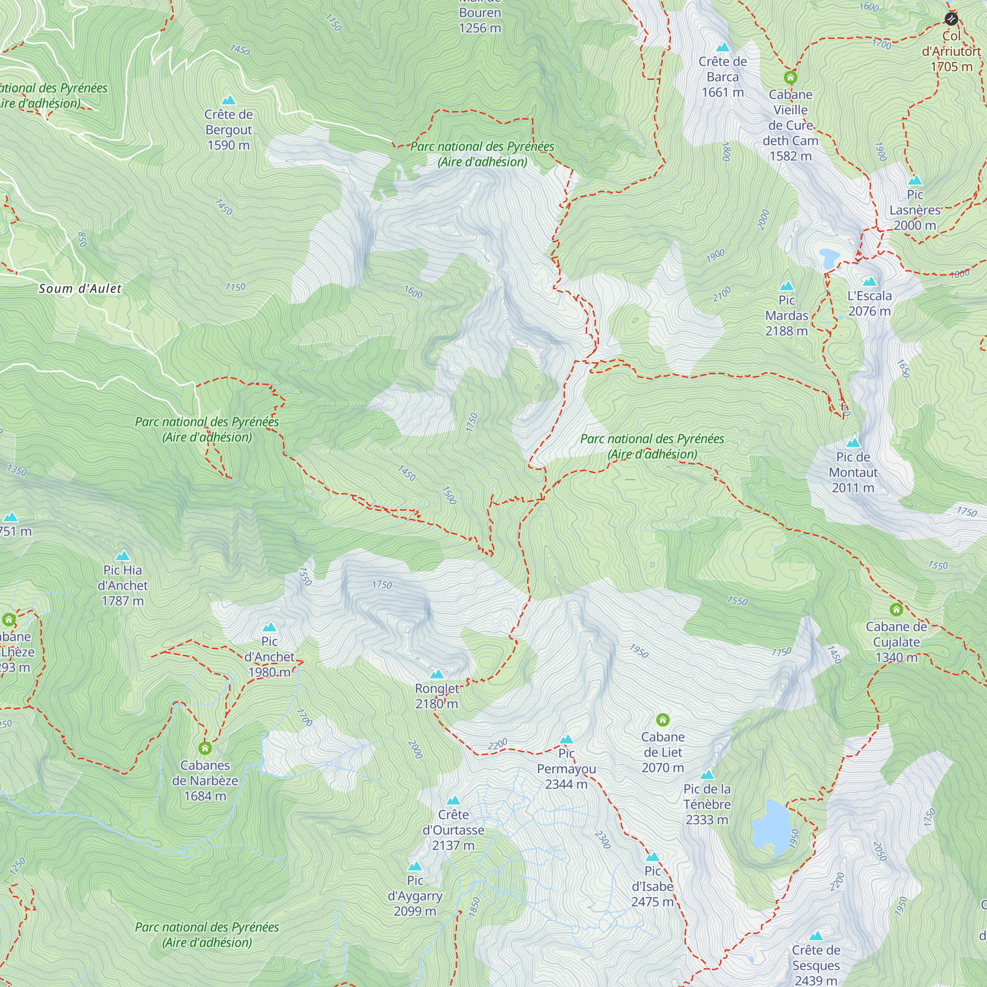 Cabane d'Escurets map