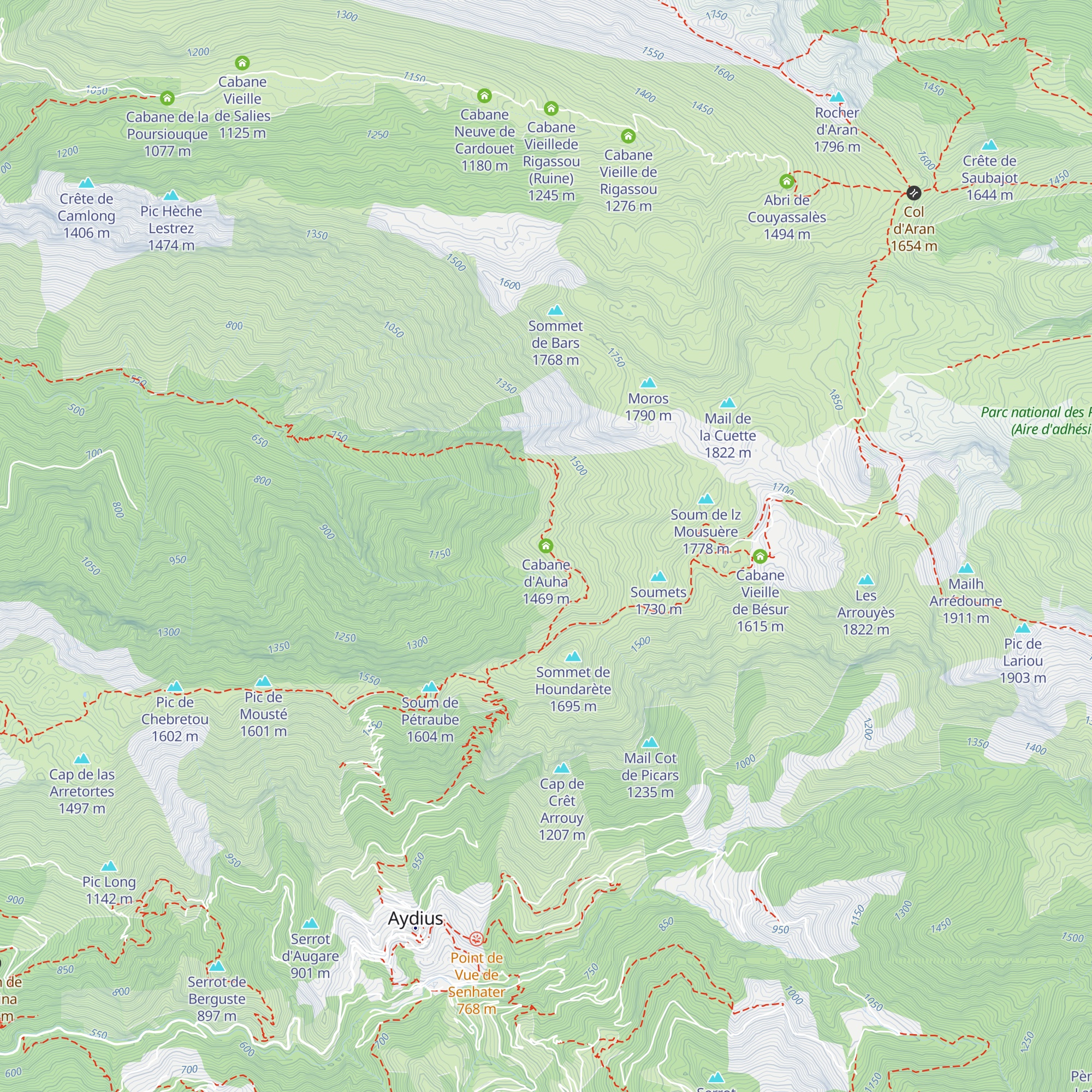 Cabane d'Auha map