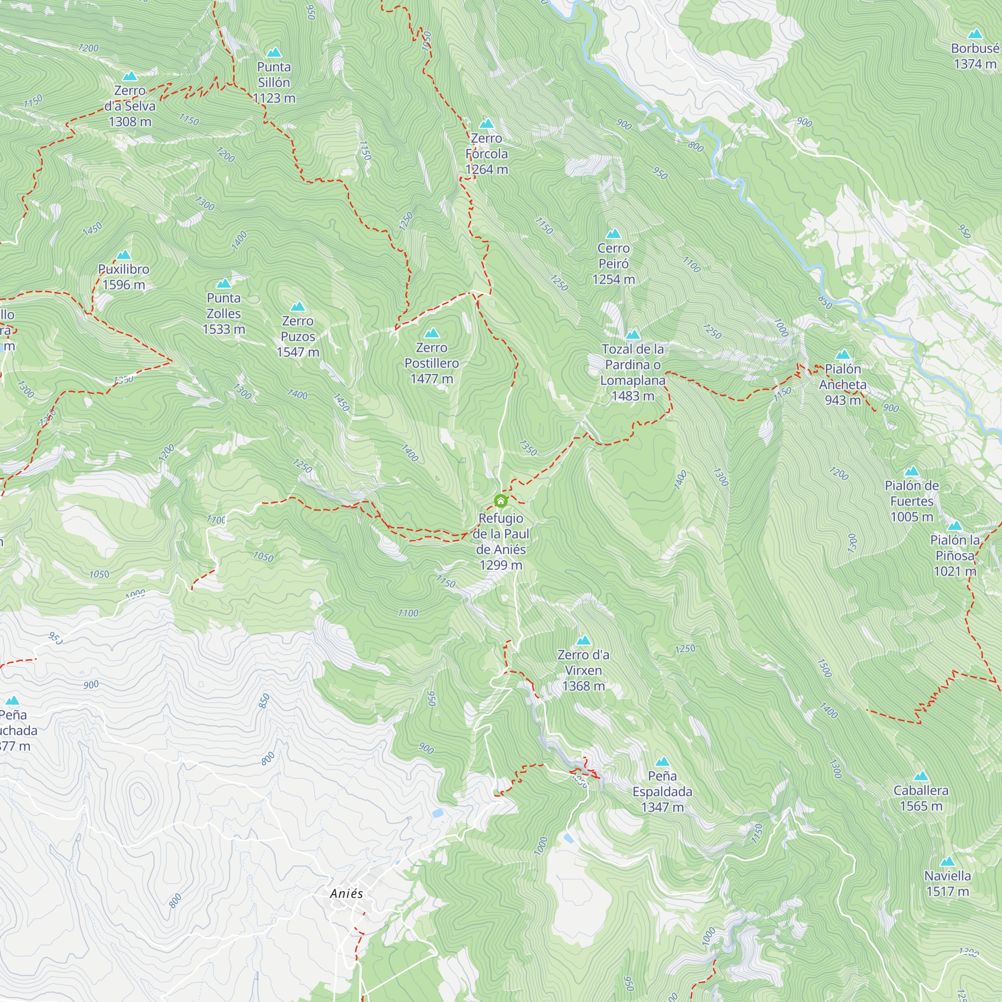 Refugio de la Paul de Aniés map