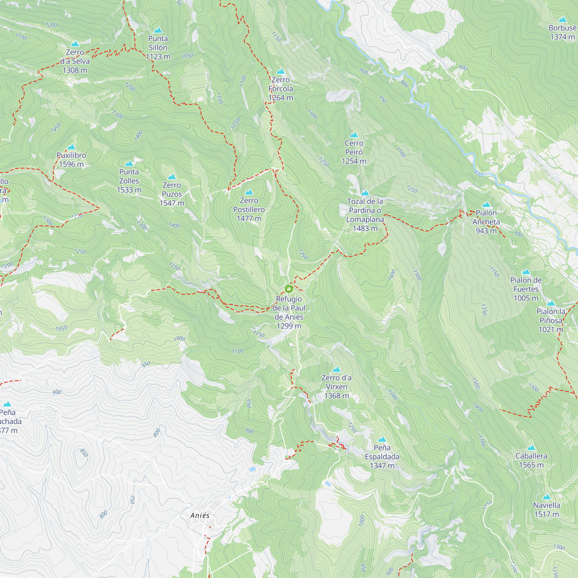 Refugio de la Paul de Aniés map