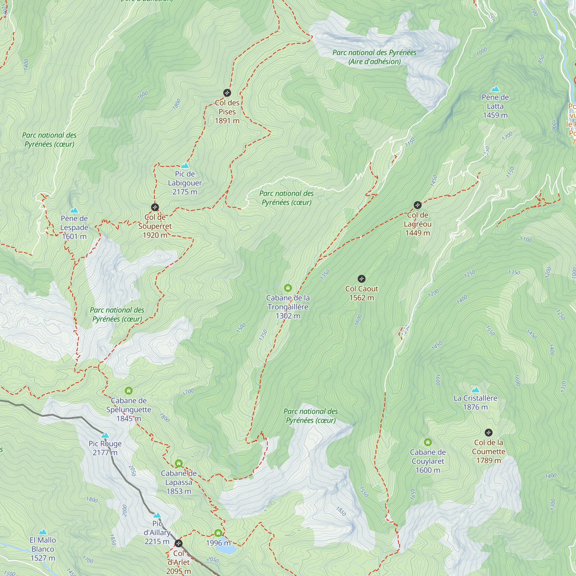 Cabane de la Trongaillére map