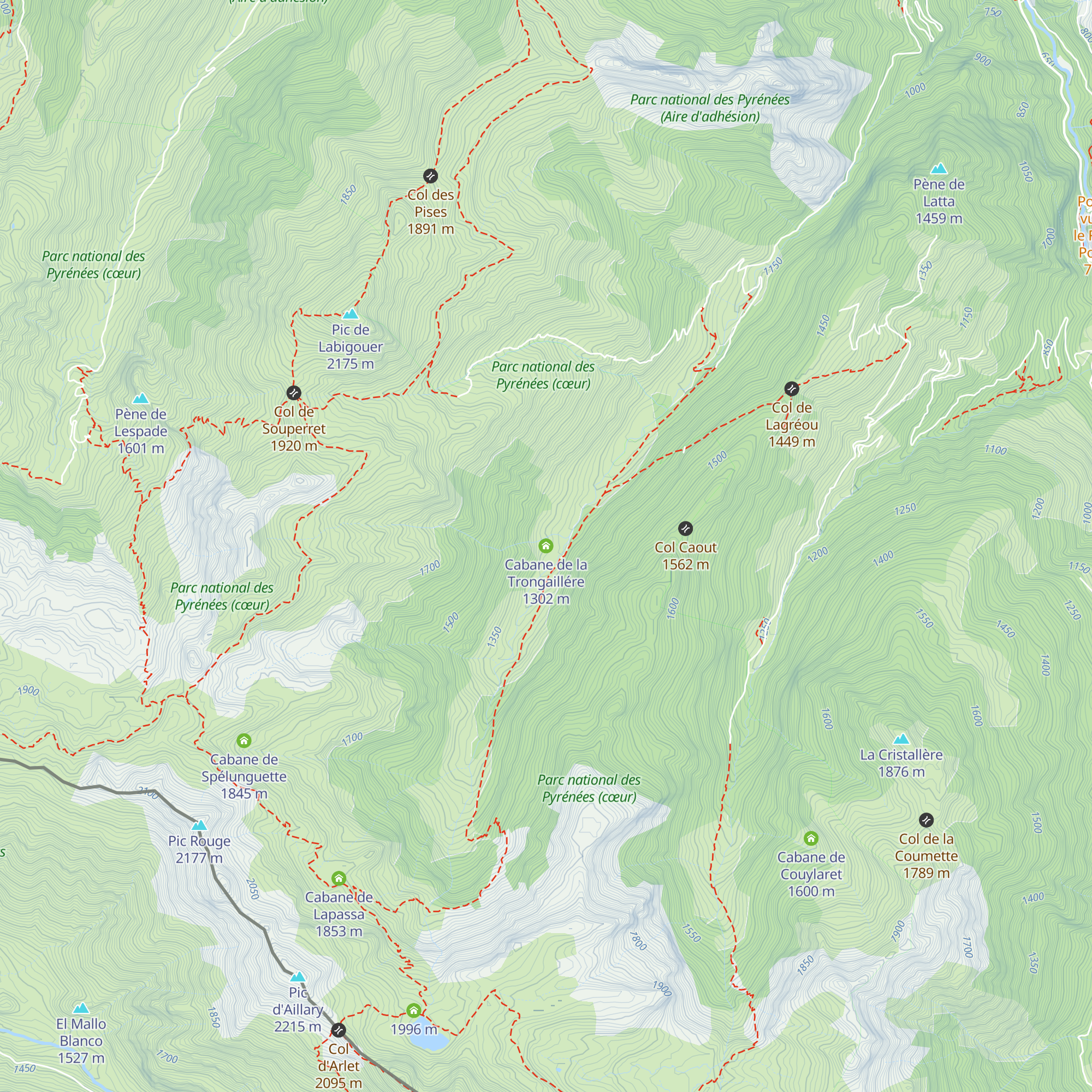 Cabane de la Trongaillére map