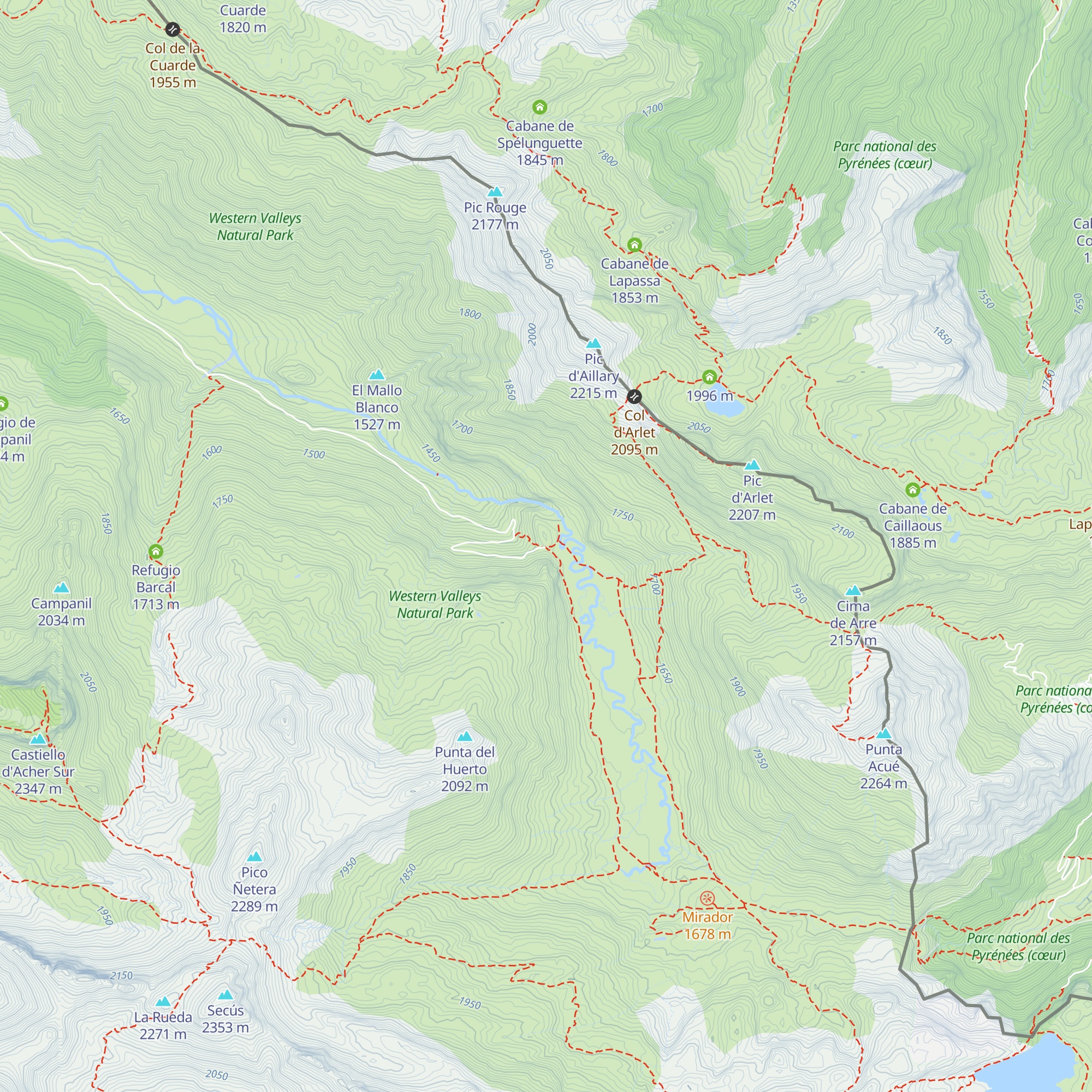 Refugio de Aguas Tuertas map