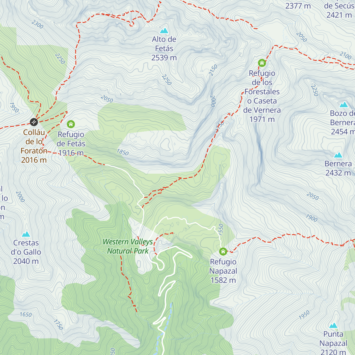 Refugio de Oldecua map