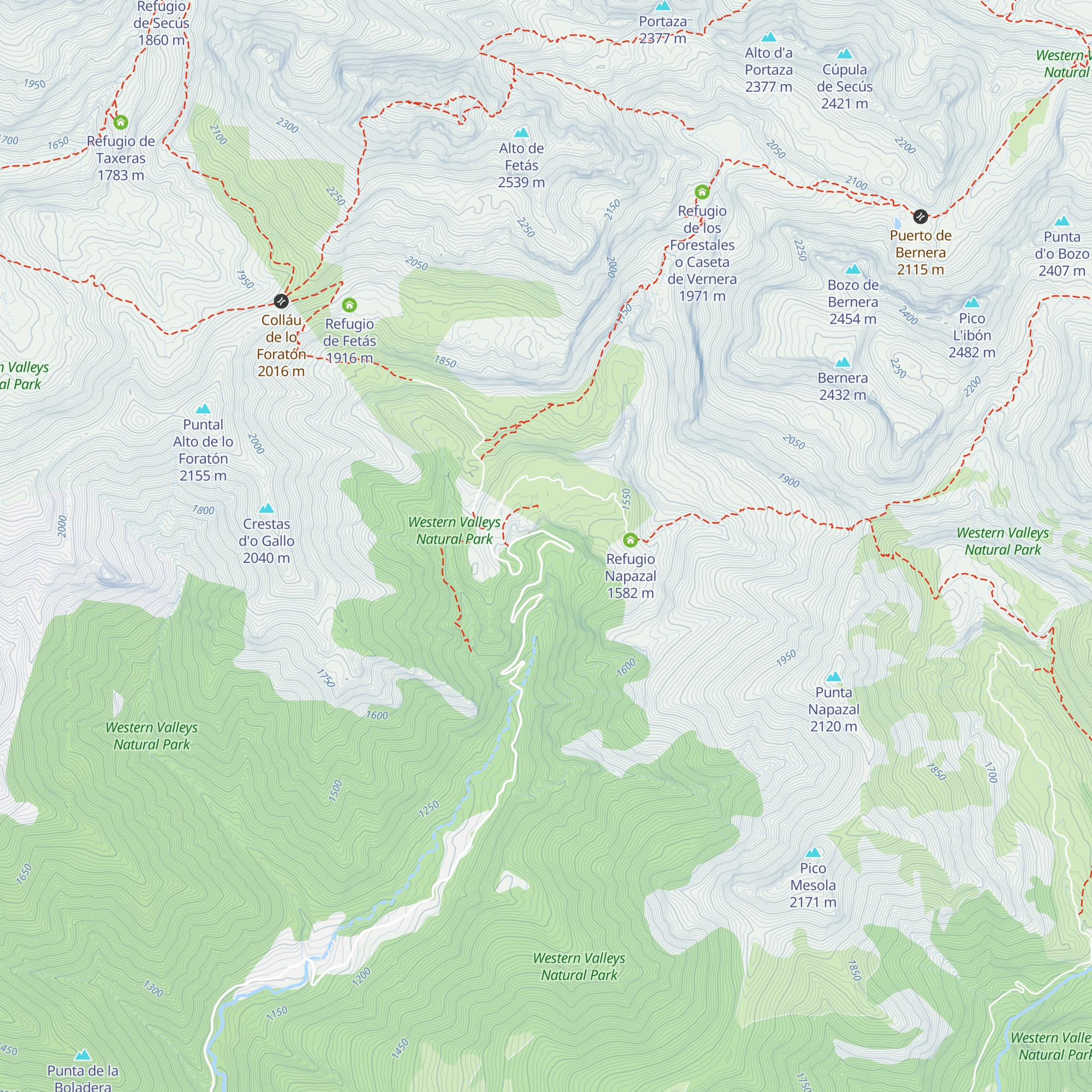 Refugio de La Cueva map