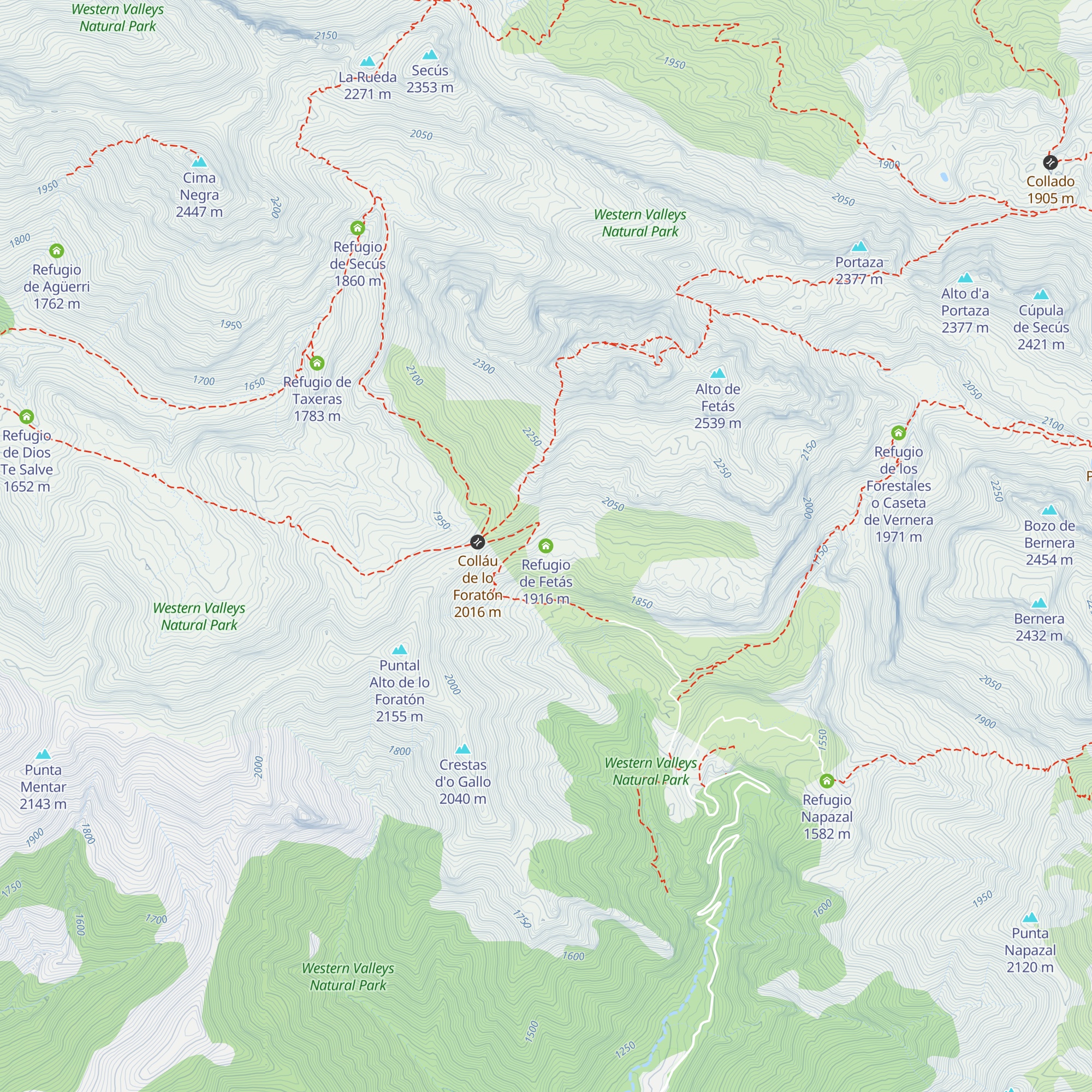 Refugio de Fetás map