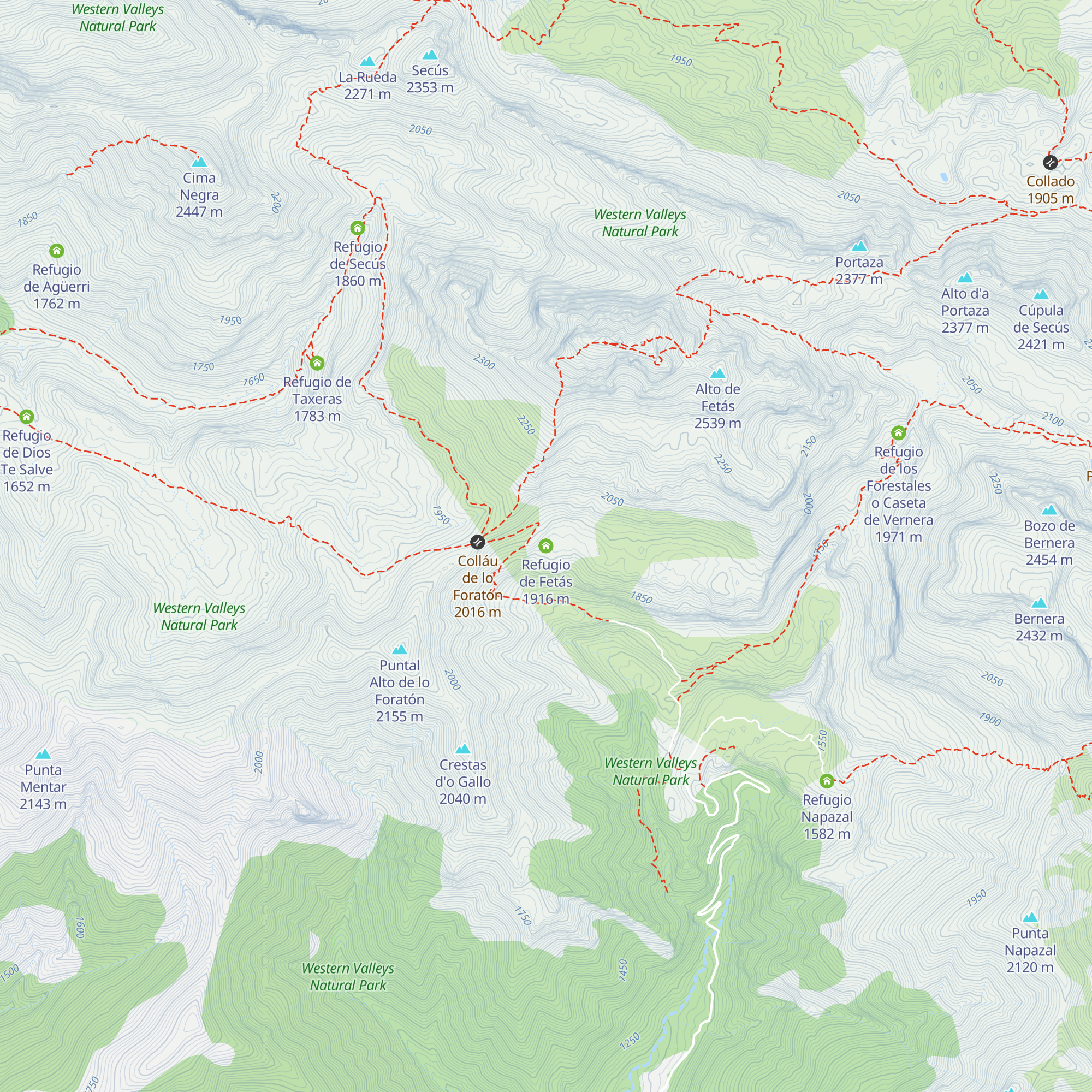 Refugio de Fetás map