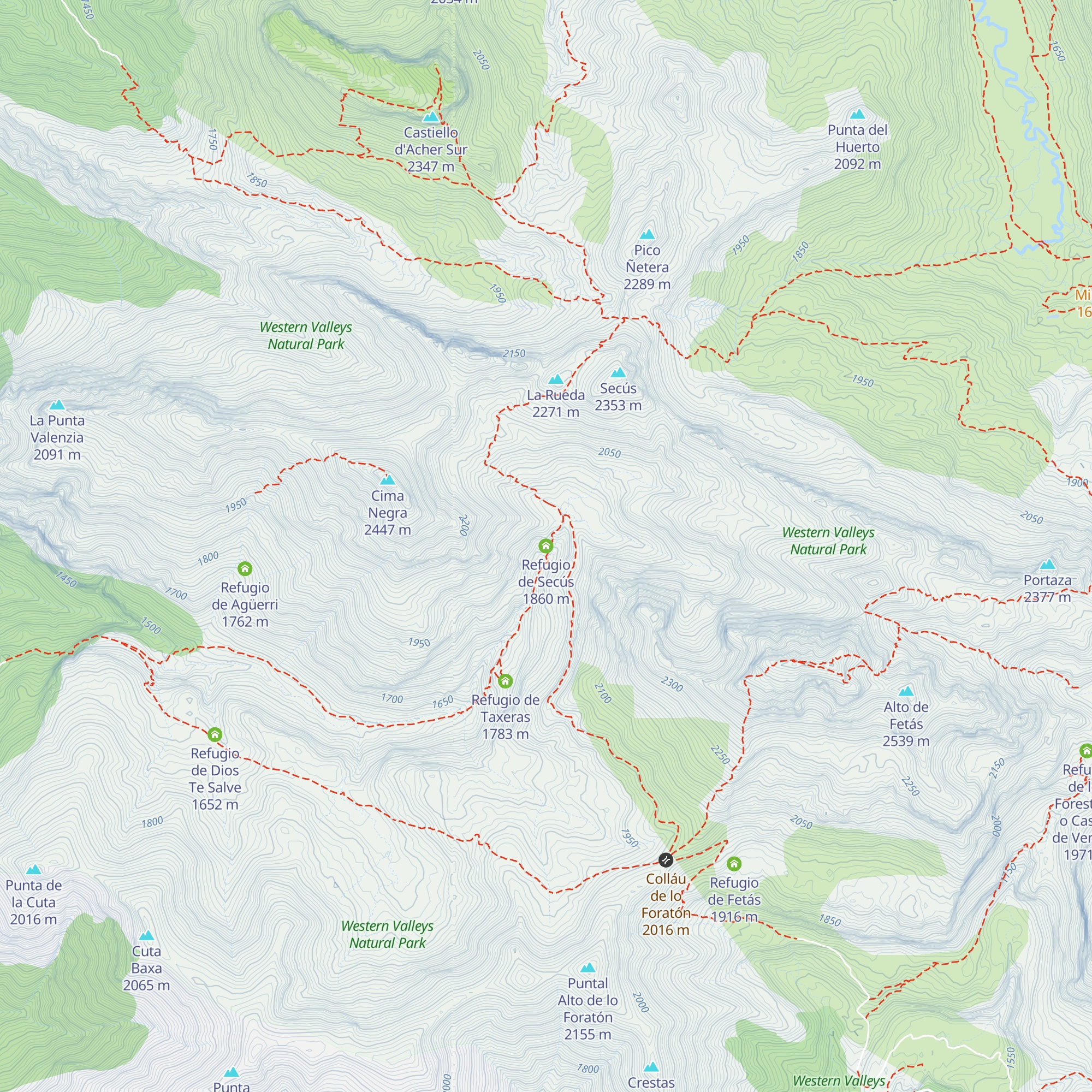 Refugio de Secús map