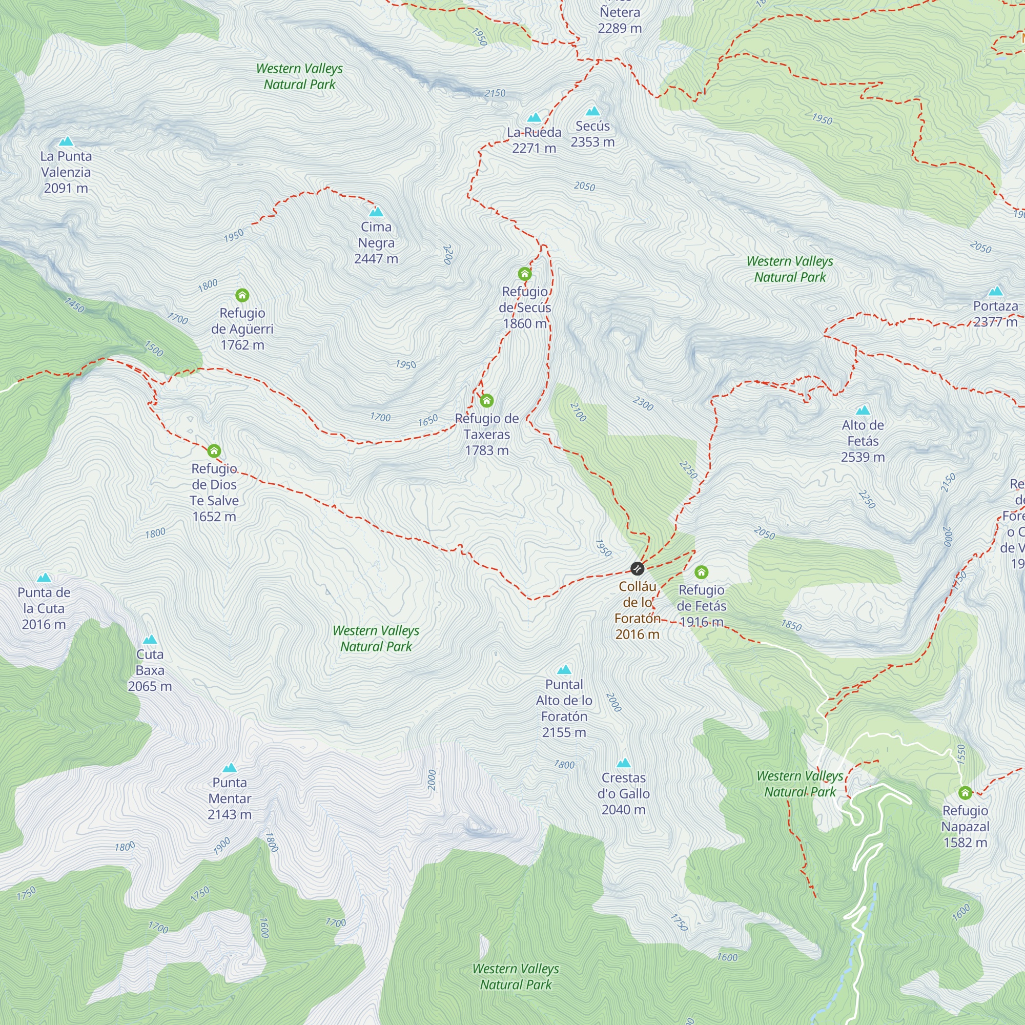 Refugio de lo Foratón map