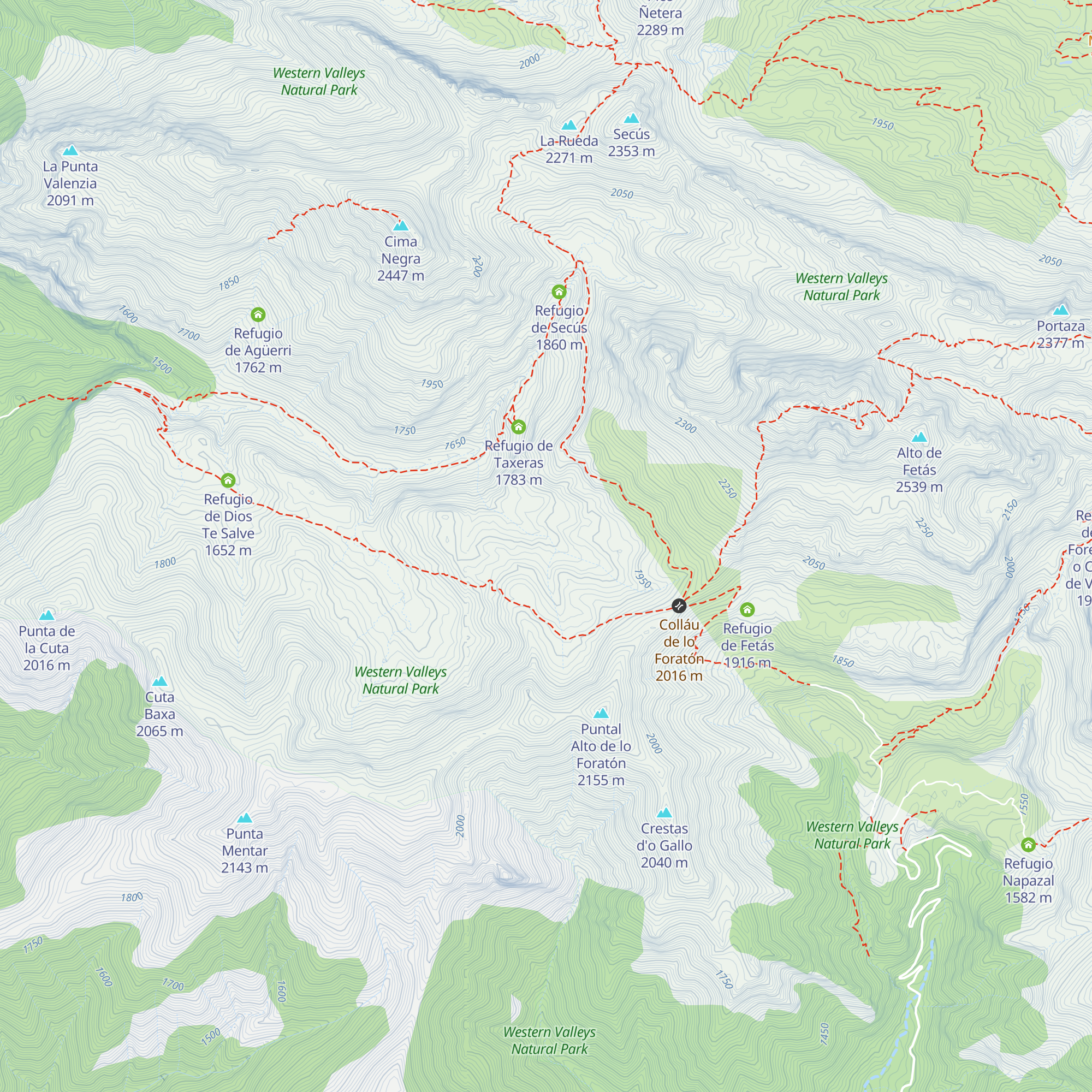 Refugio de lo Foratón map