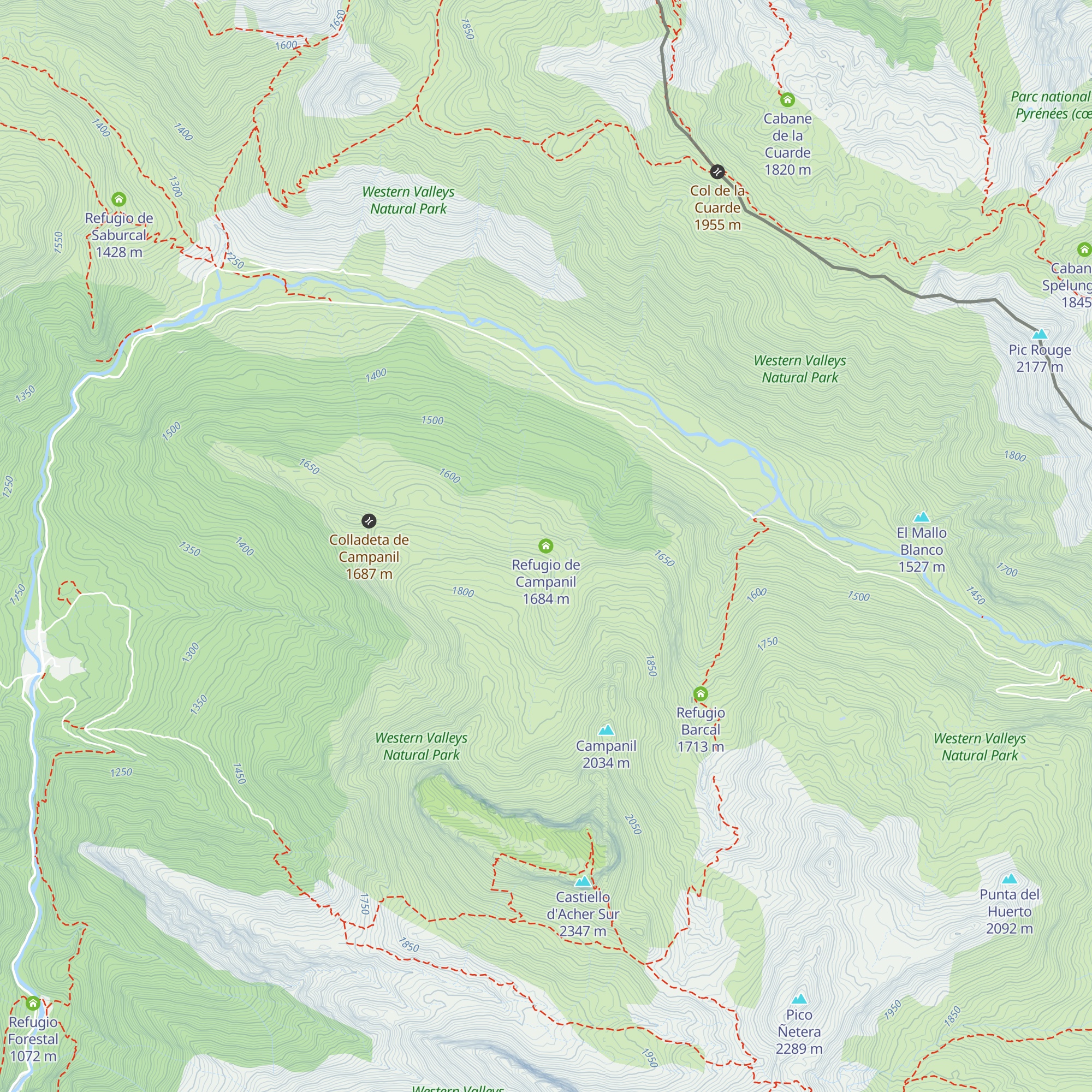 Refugio de Campanil map