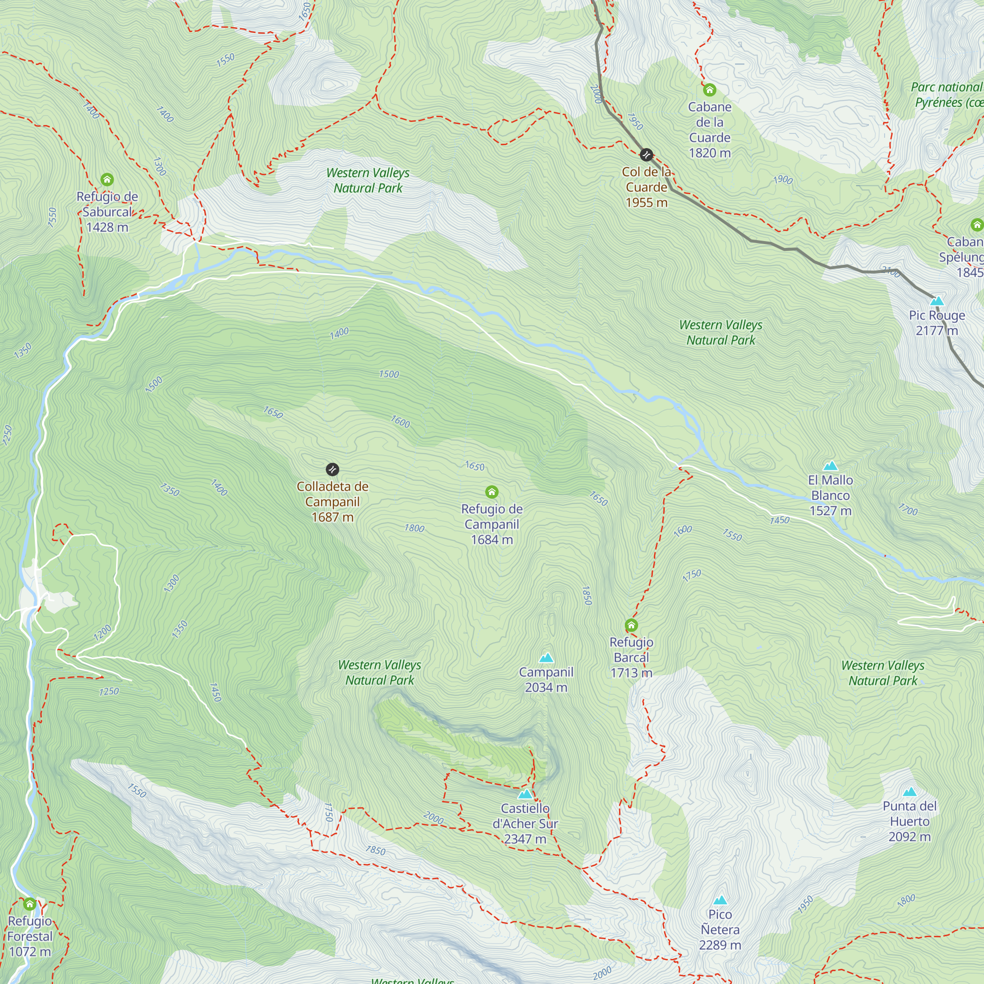 Refugio de Campanil map
