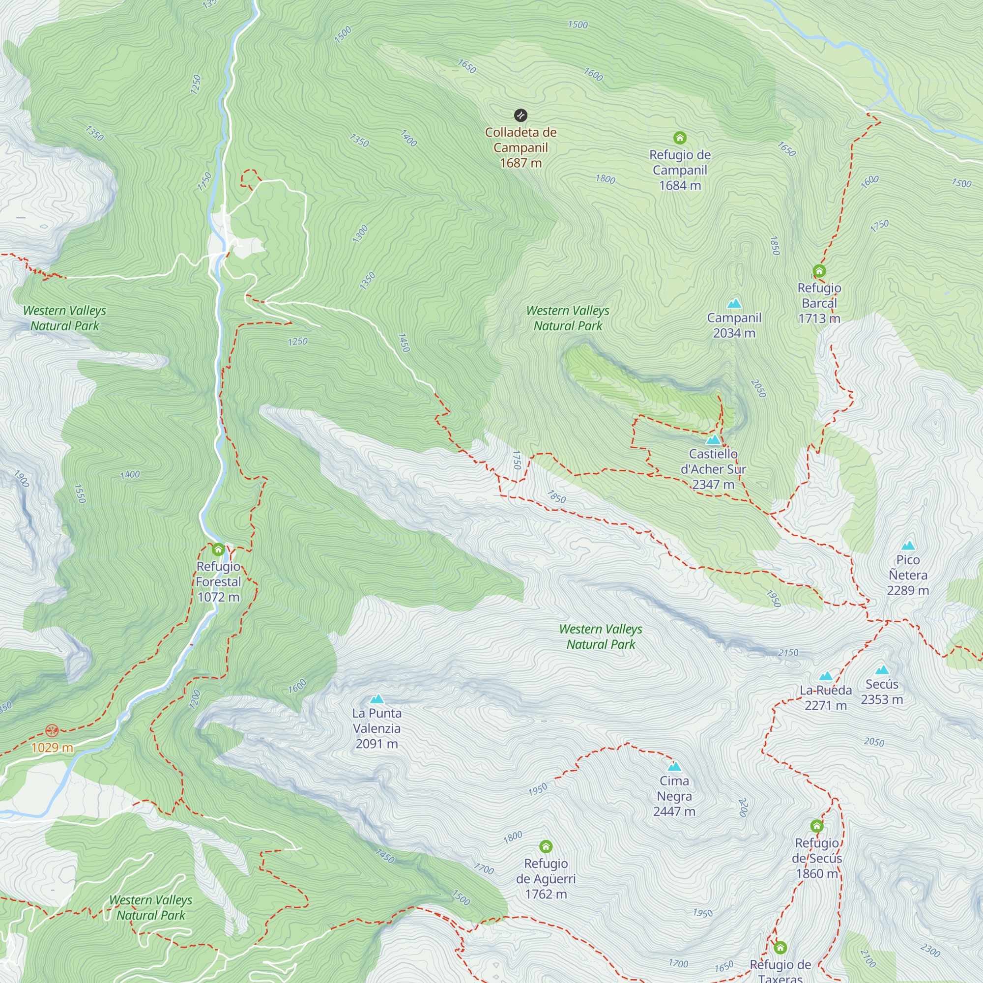 Refugio Forestal de lo Castillo d'Acher map