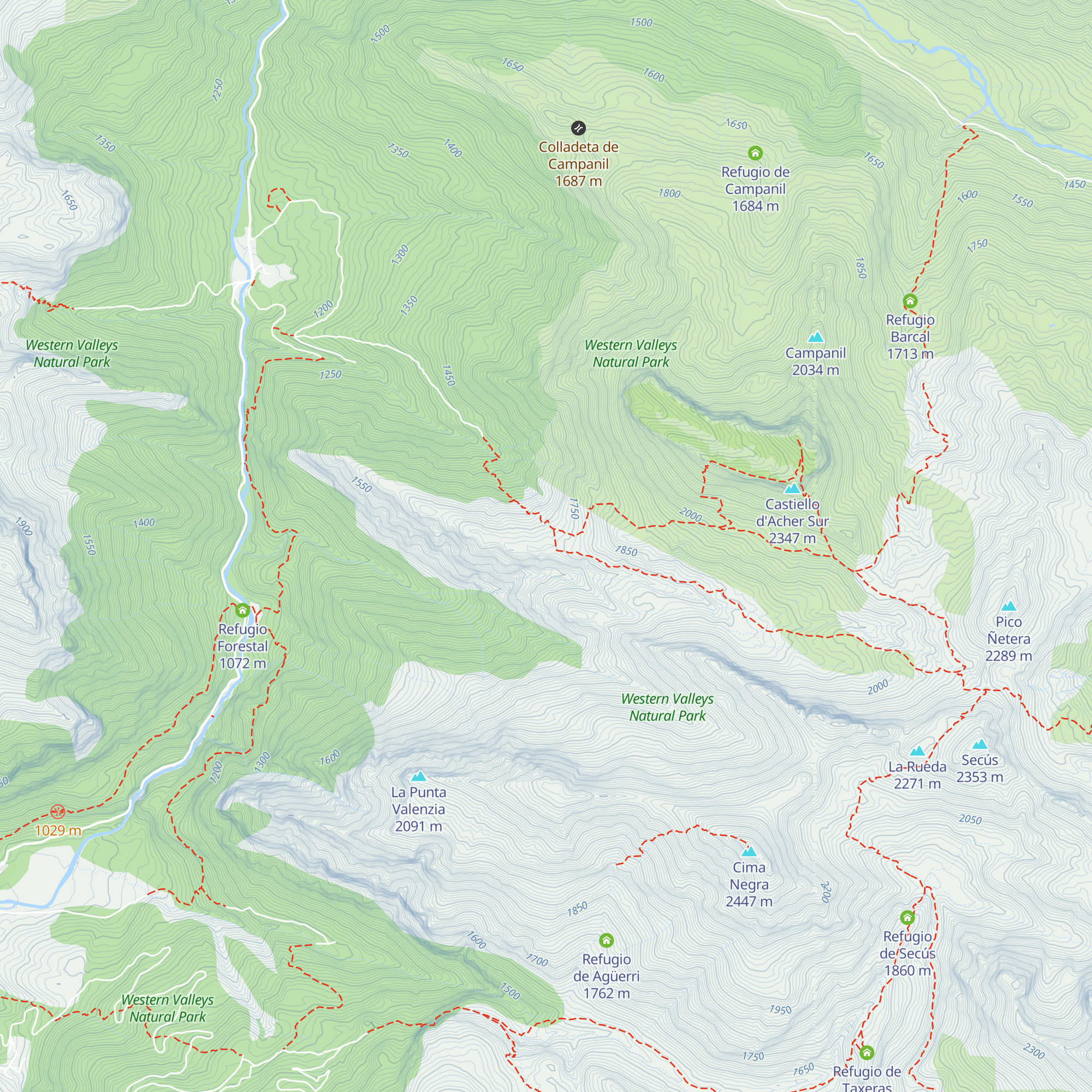 Refugio Forestal de lo Castillo d'Acher map