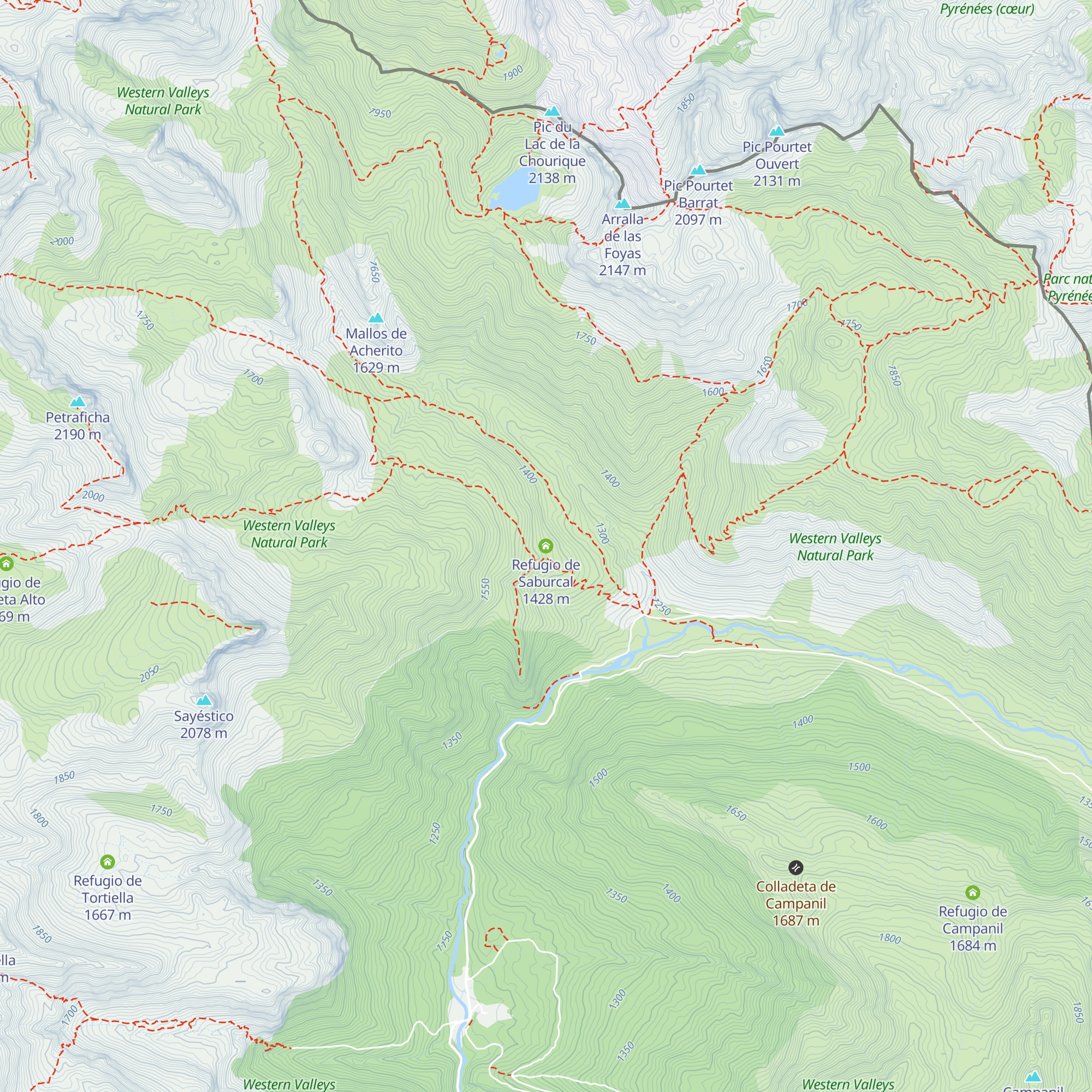 Refugio de Saburcal map