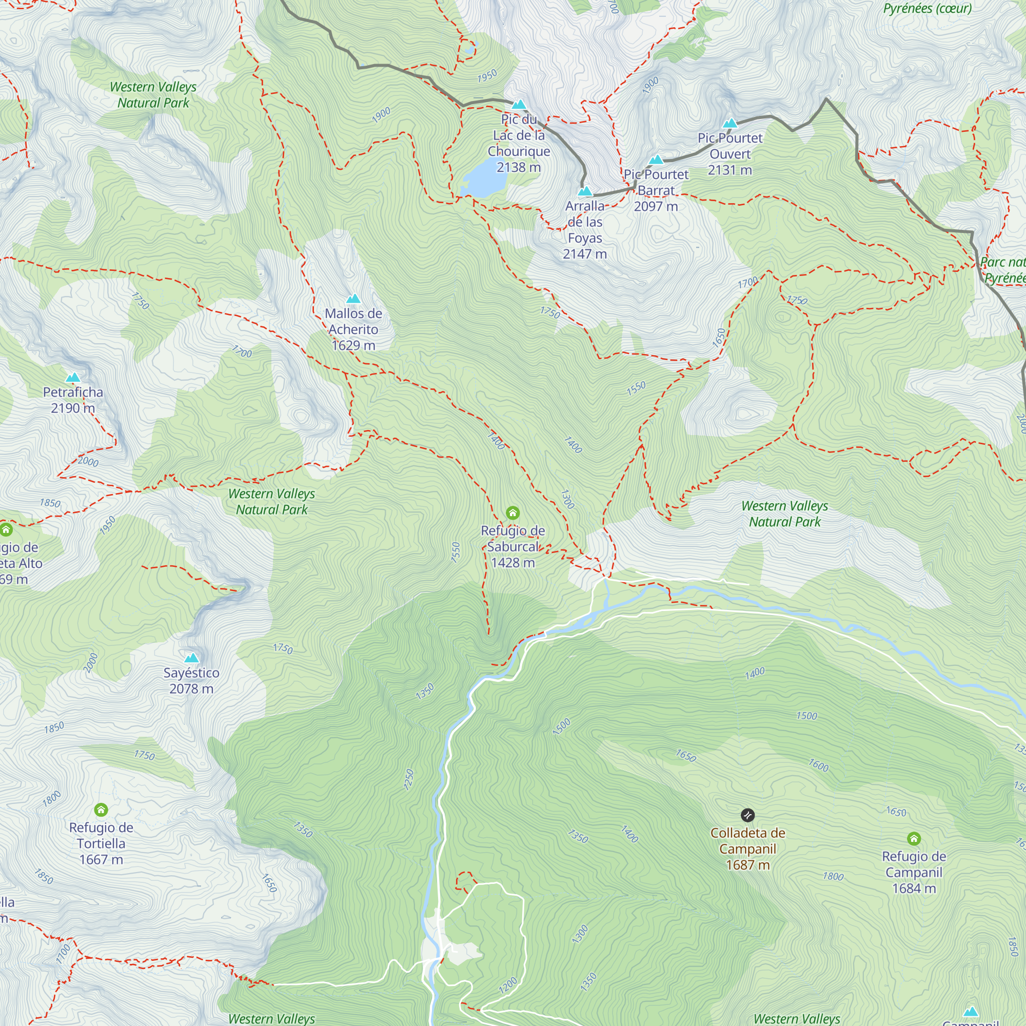 Refugio de Saburcal map
