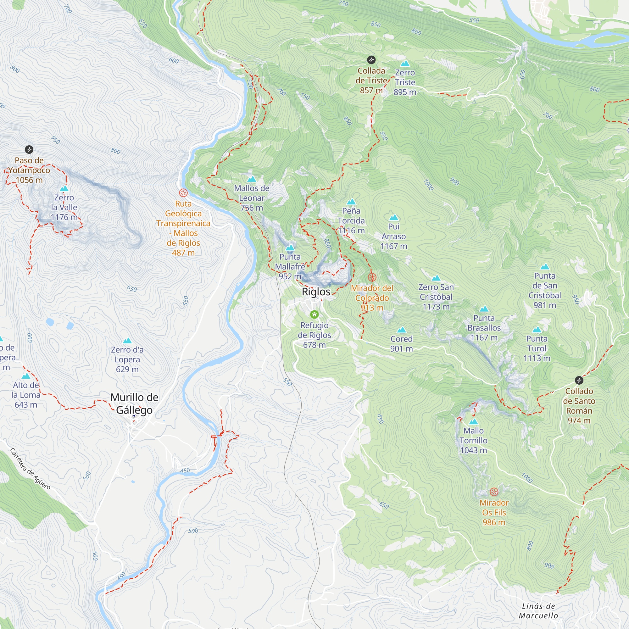 Refugio de Riglos map