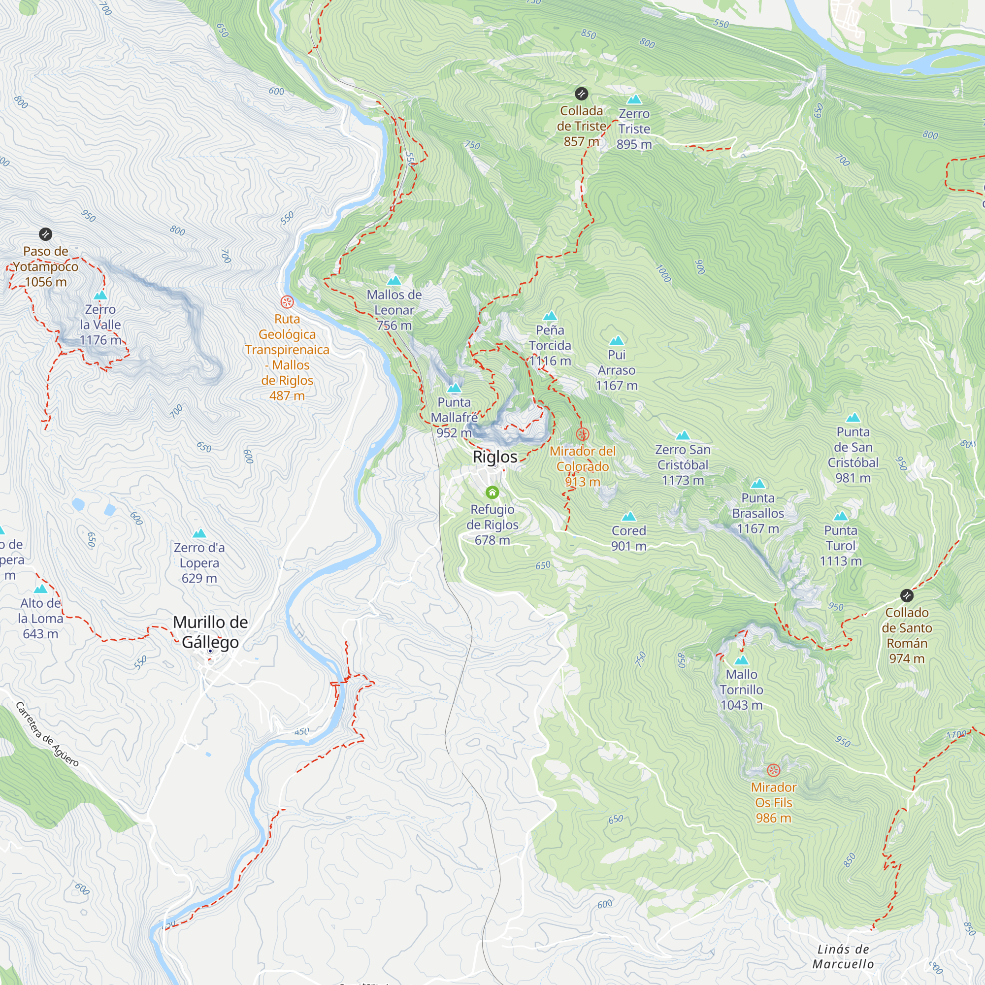 Refugio de Riglos map