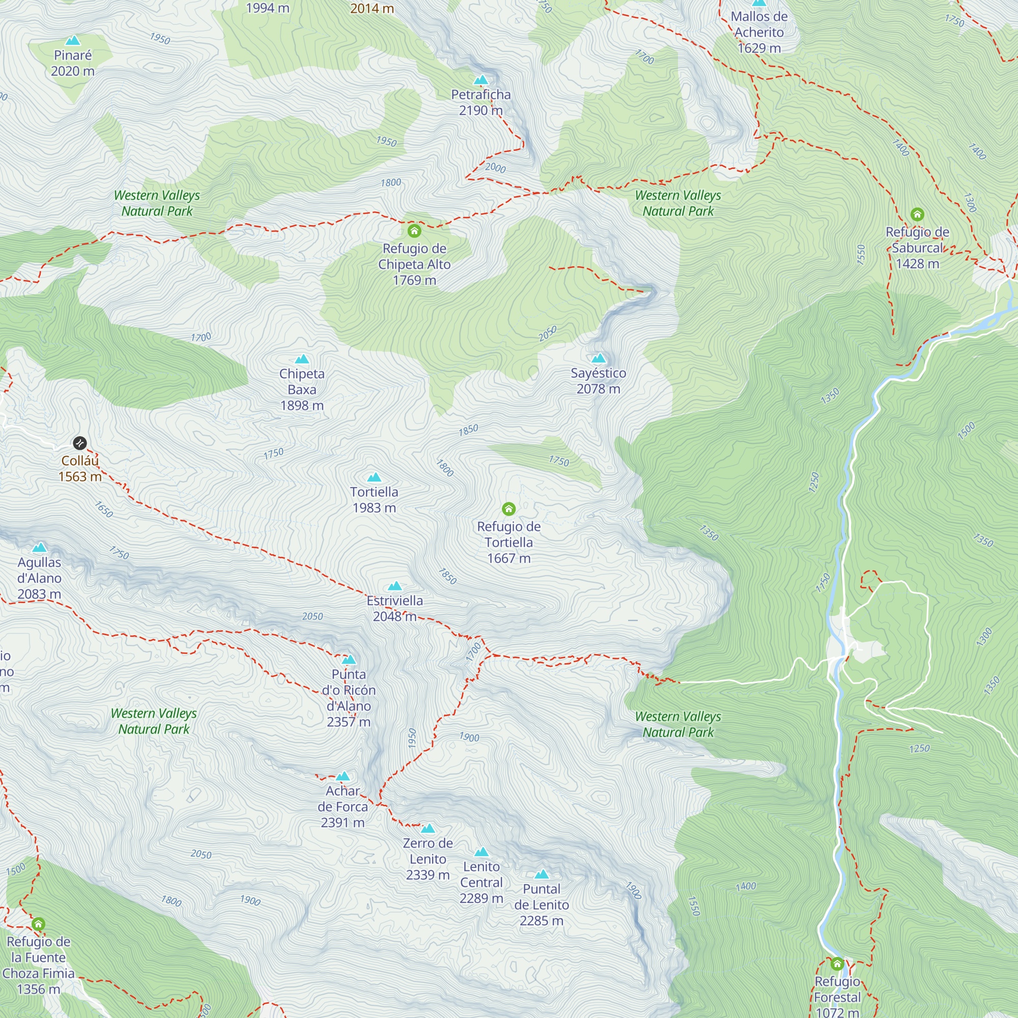 Refugio de Tortiella map