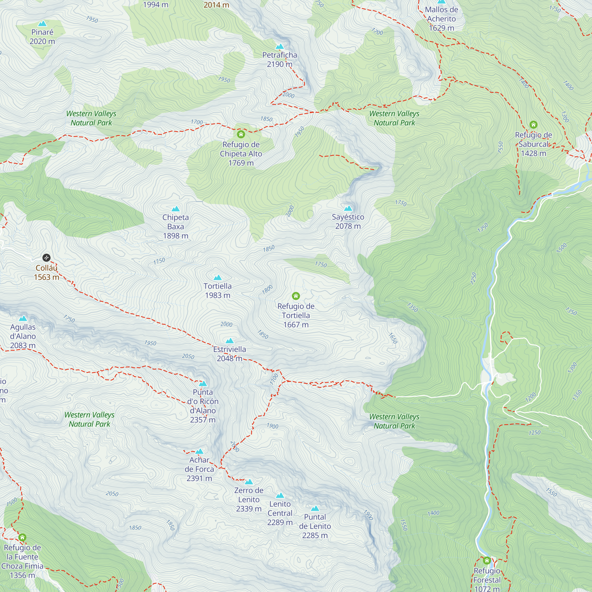 Refugio de Tortiella map