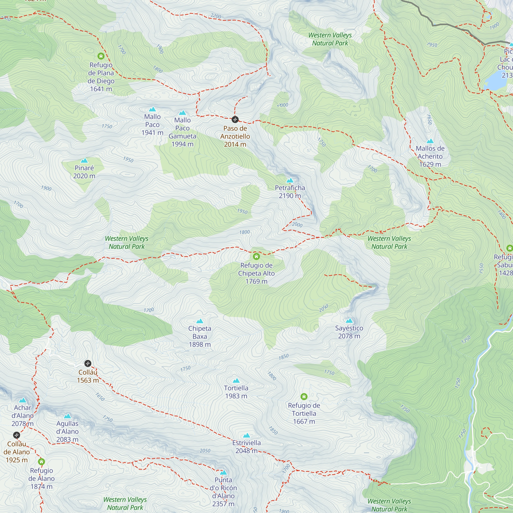 Refugio de Chipeta Alto map