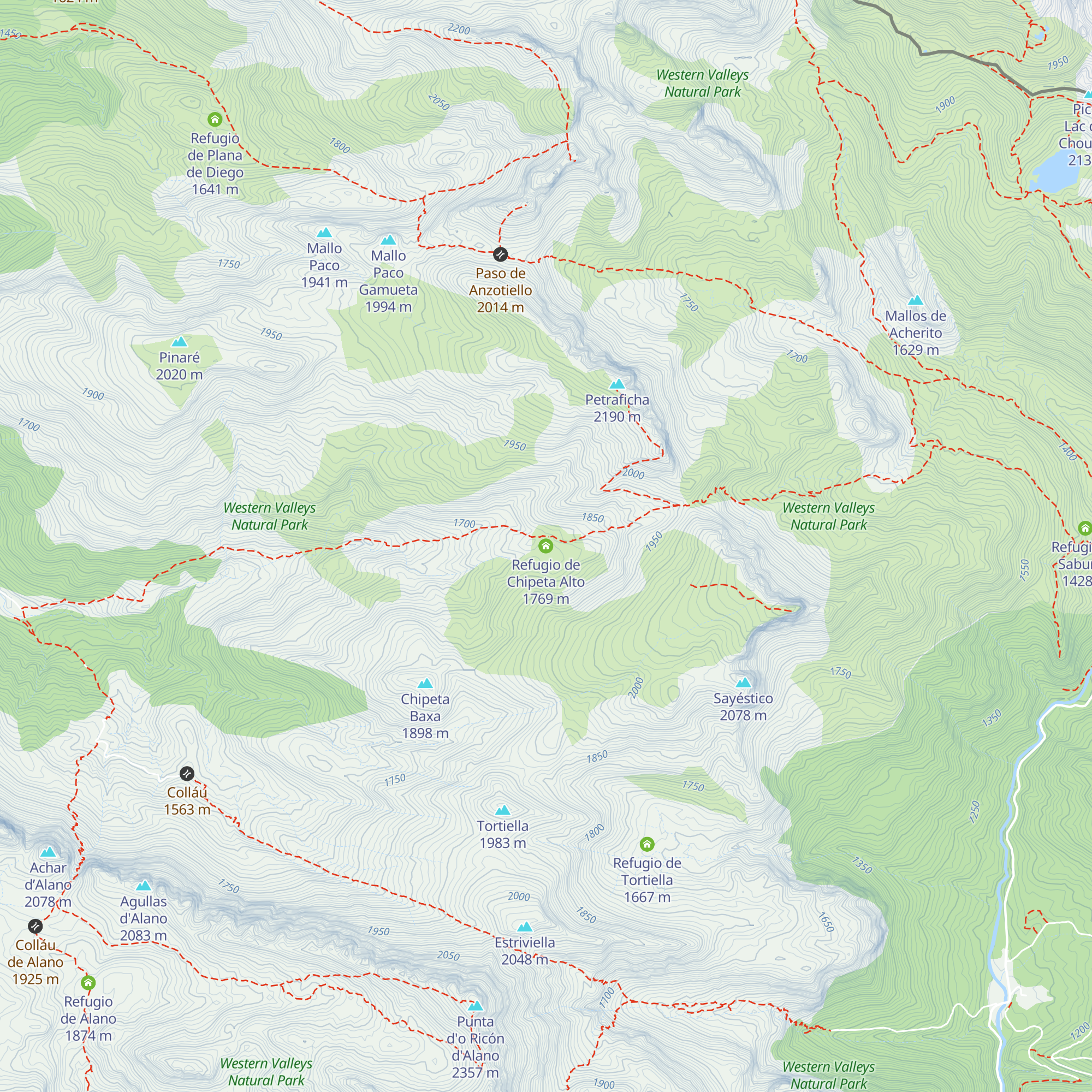 Refugio de Chipeta Alto map