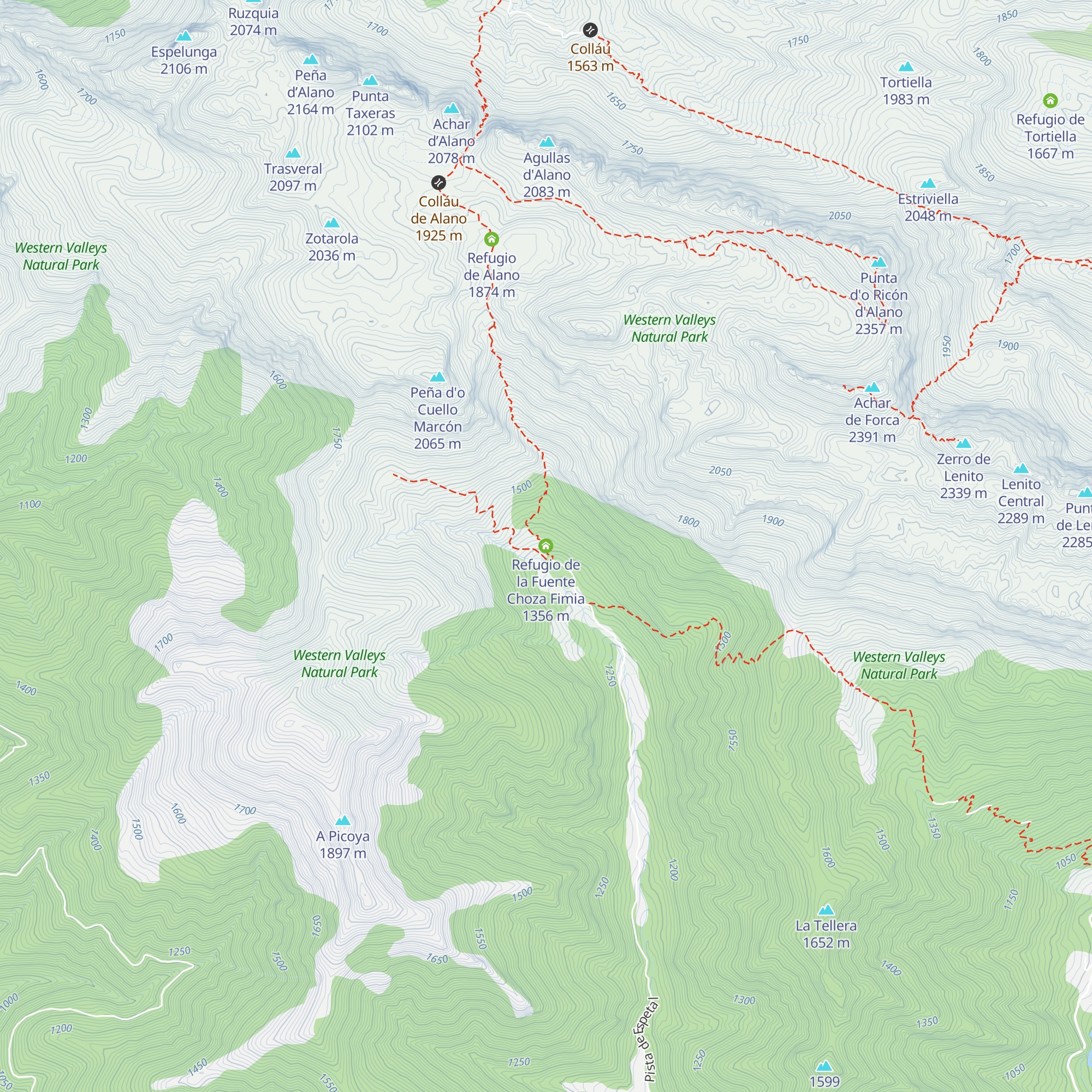 Refugio de la Fuente Choza Fimia map