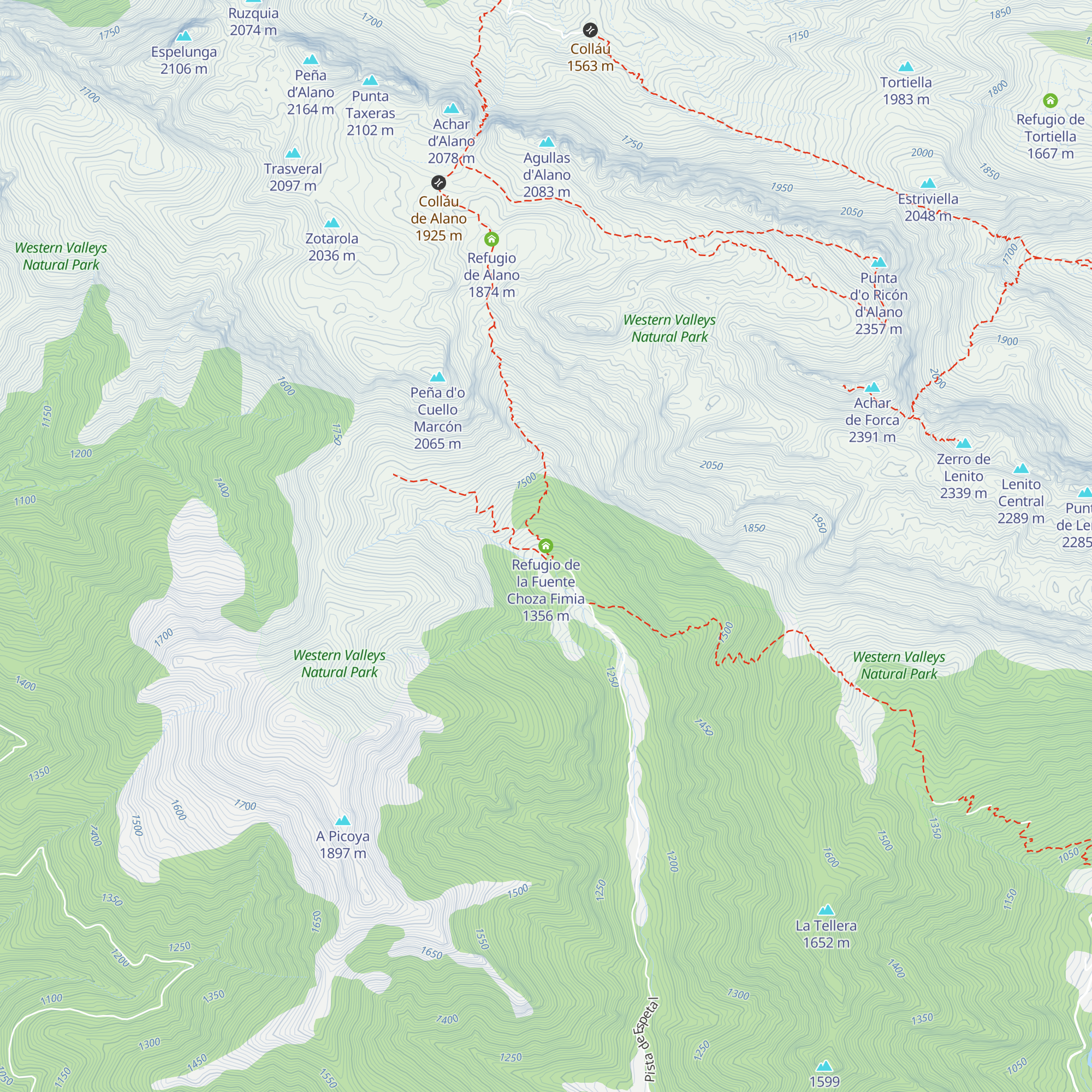 Refugio de la Fuente Choza Fimia map