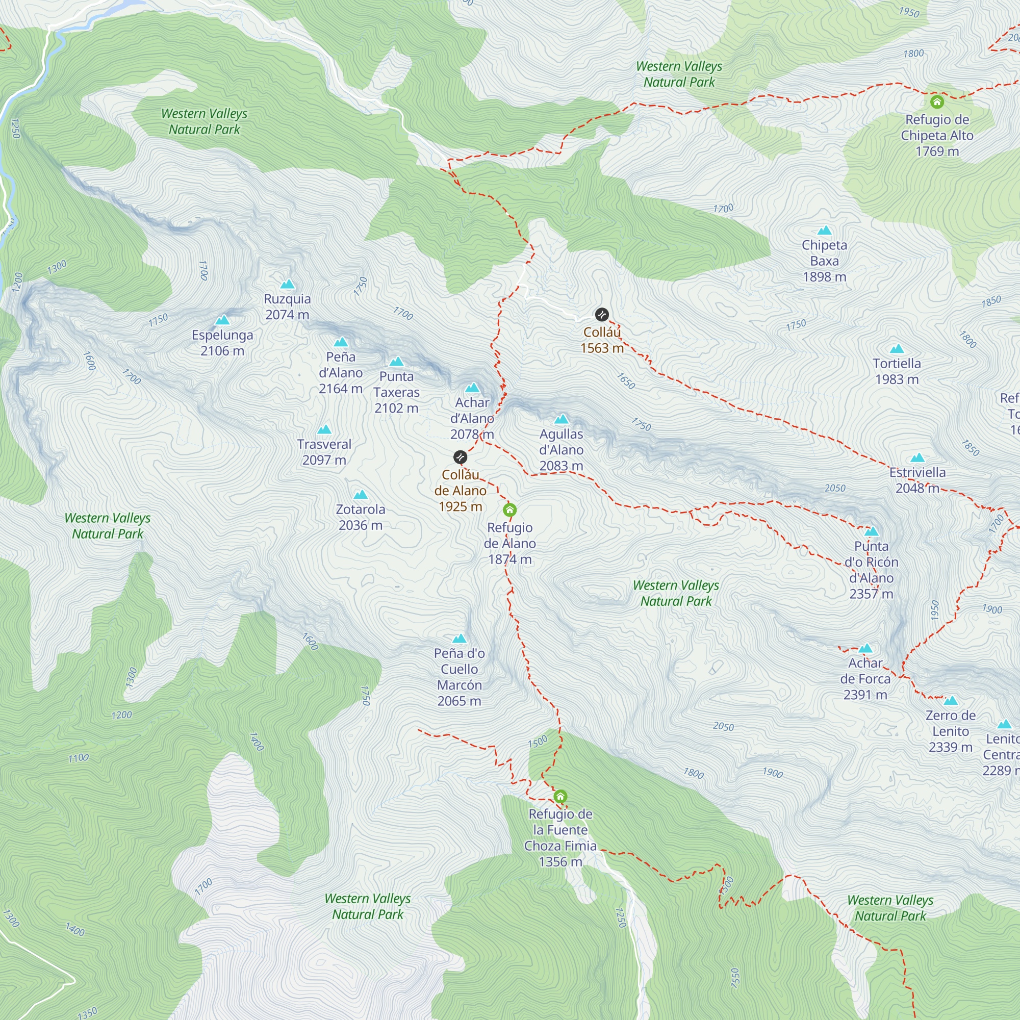 Refugio de Alano map