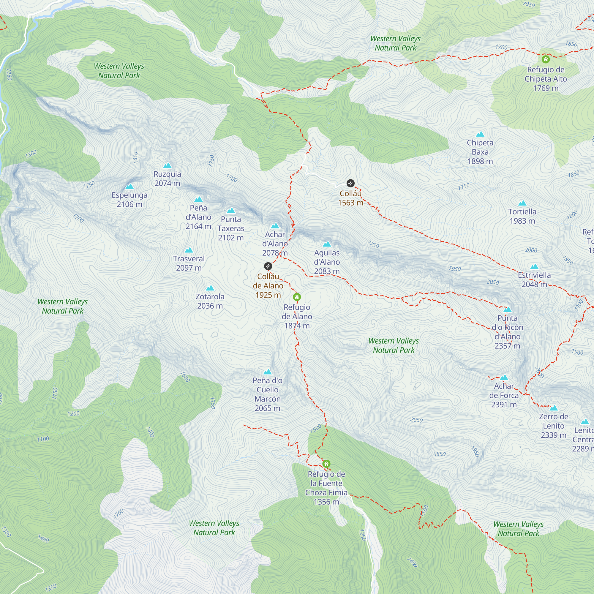Refugio de Alano map