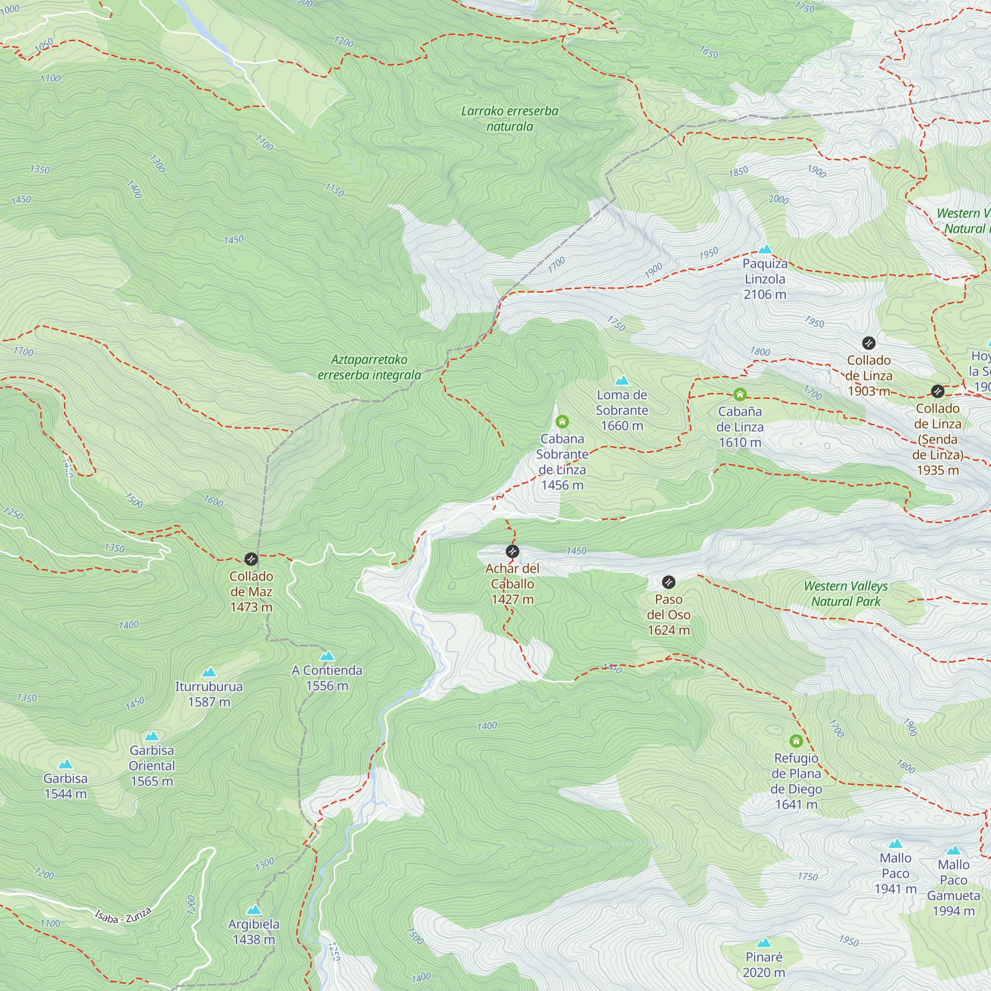 Refugio de Linza map