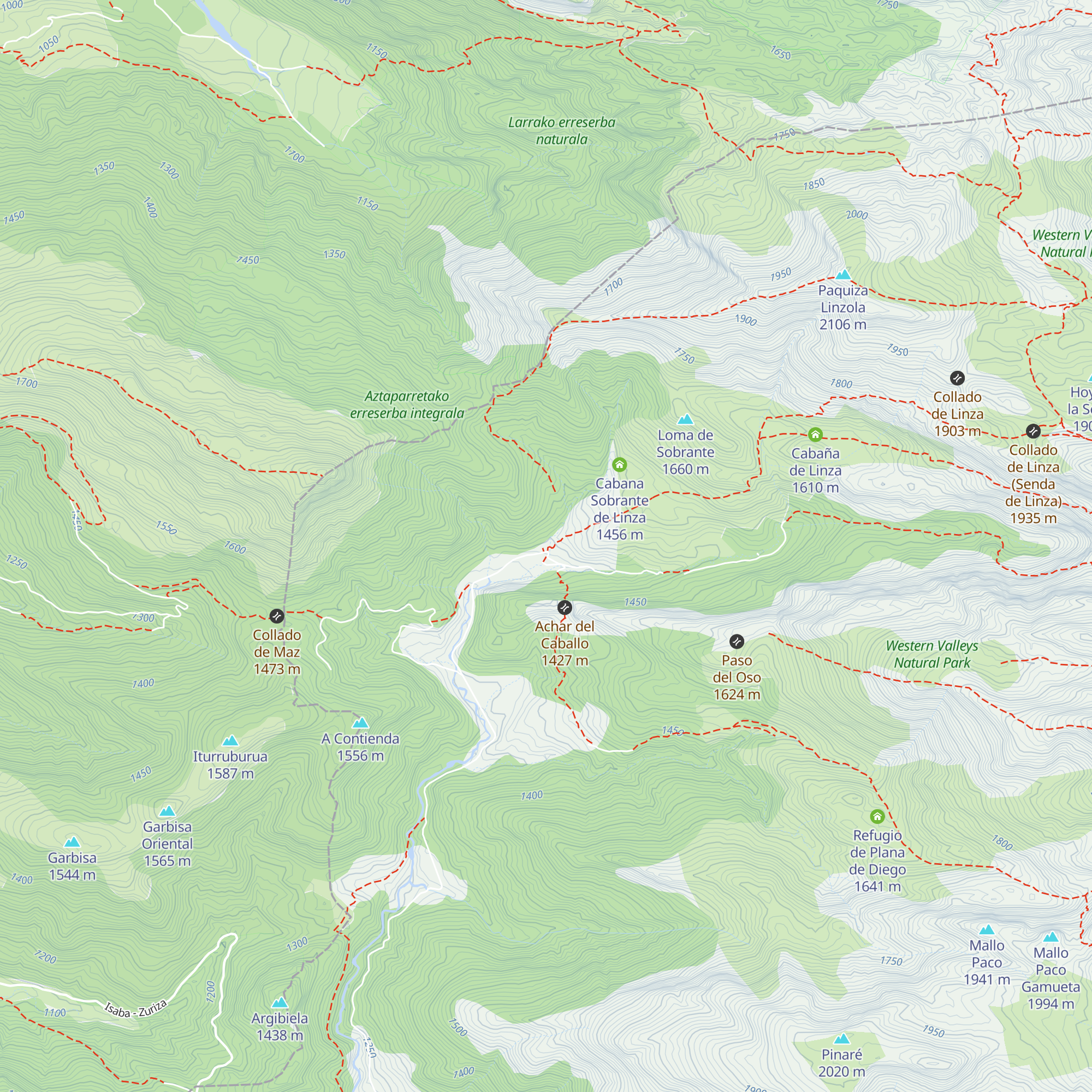 Refugio de Linza map