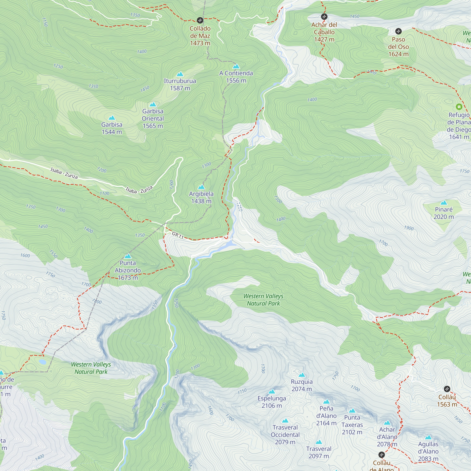 Refugio forestal de Zuriza map