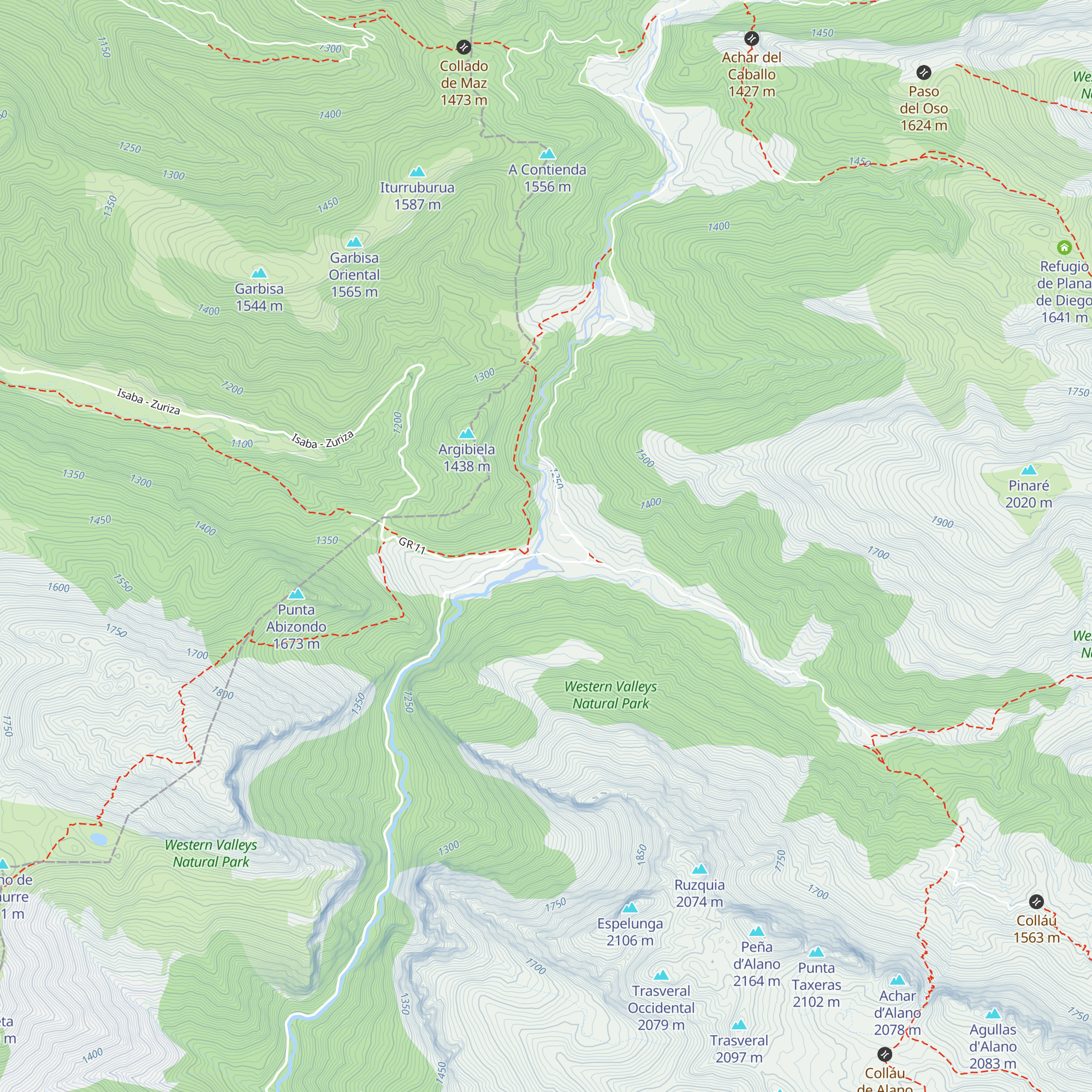 Refugio forestal de Zuriza map