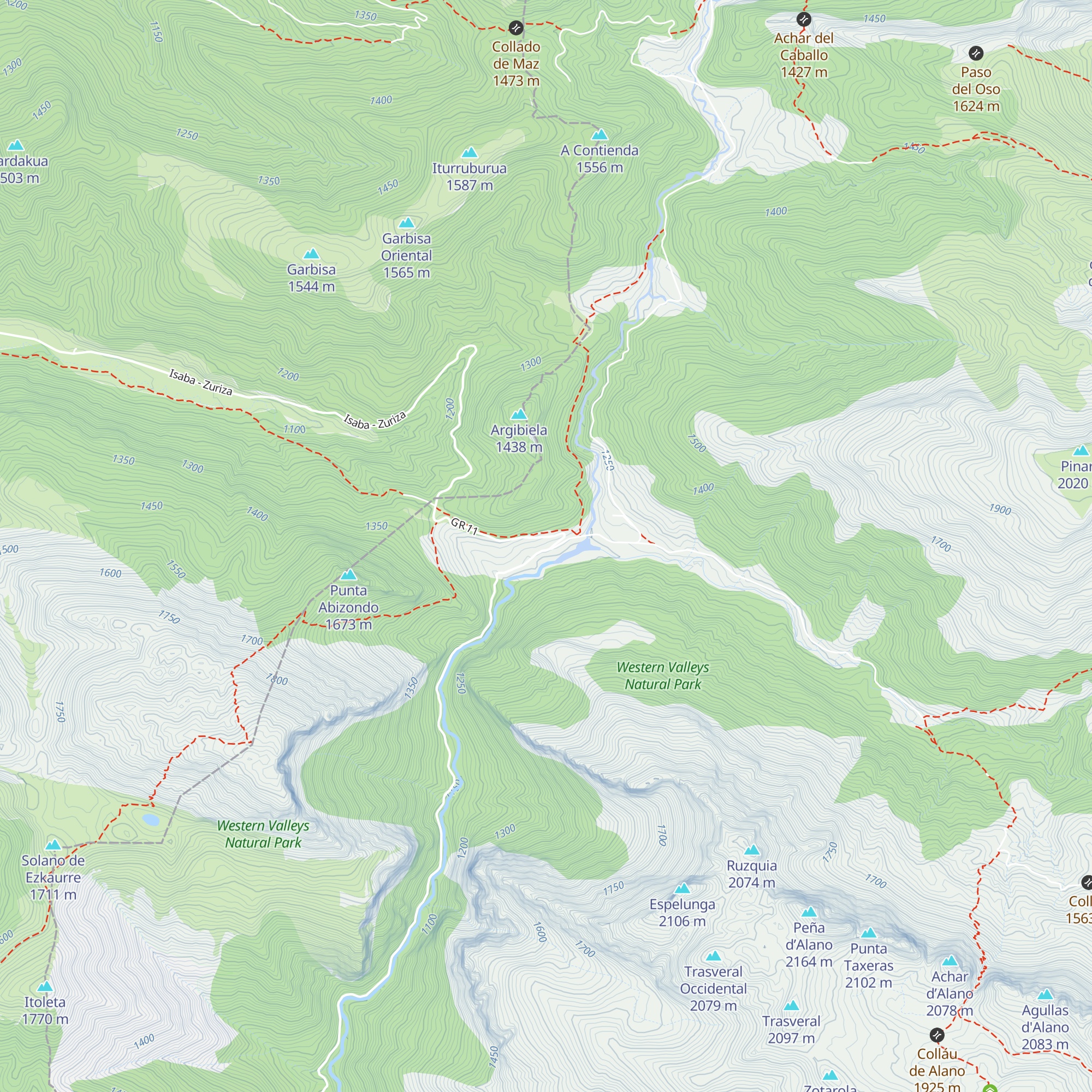 Refugio forestal de Zuriza map
