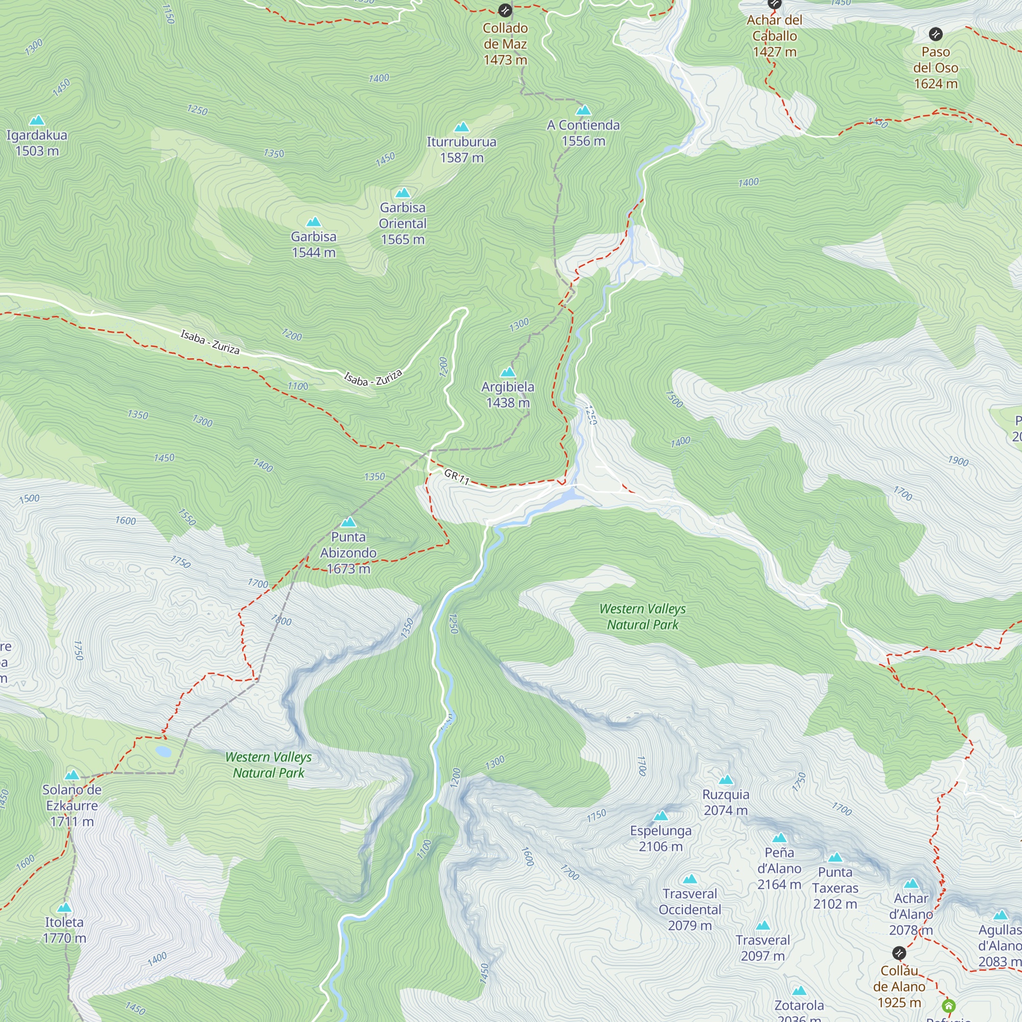 Refugio forestal de Zuriza map