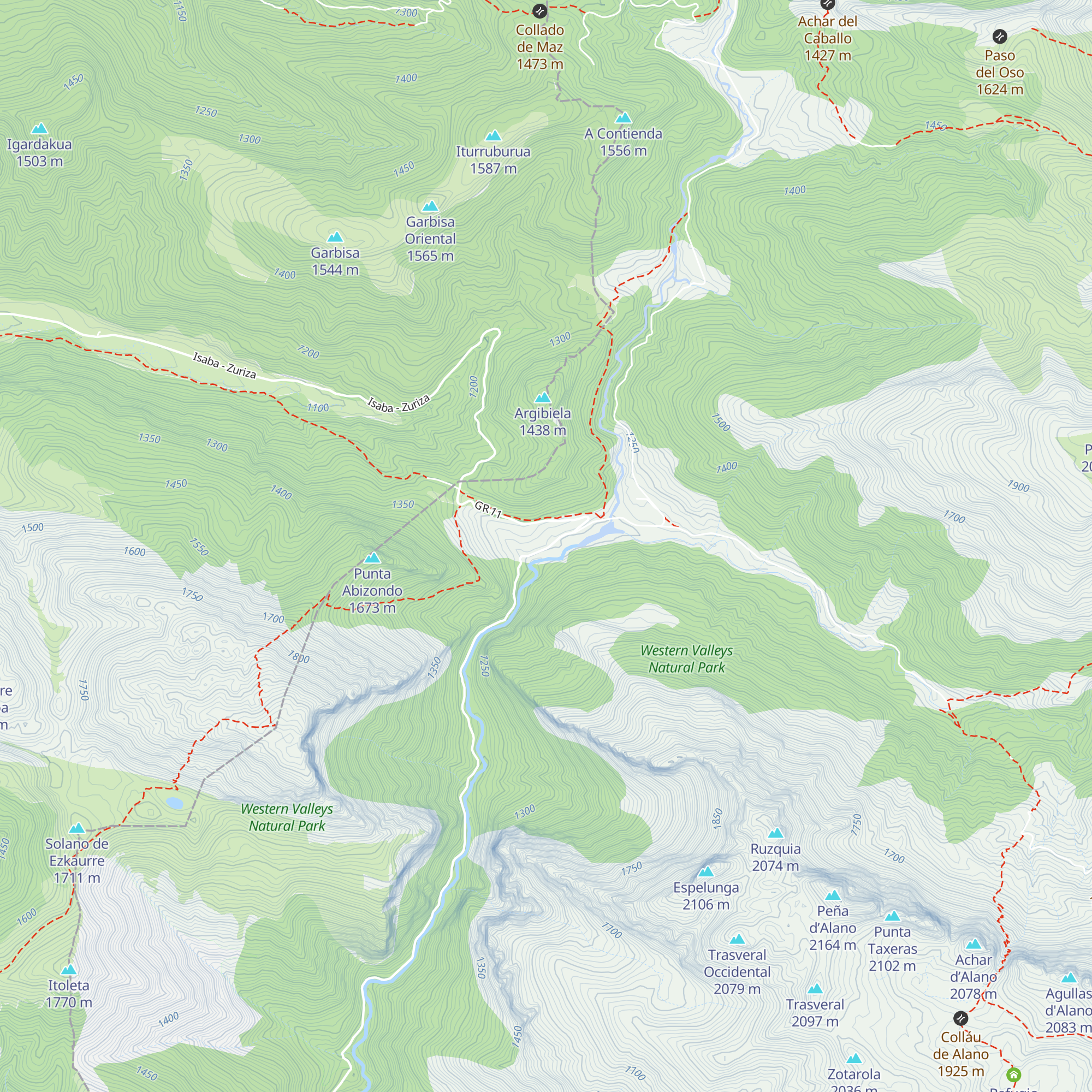 Refugio forestal de Zuriza map