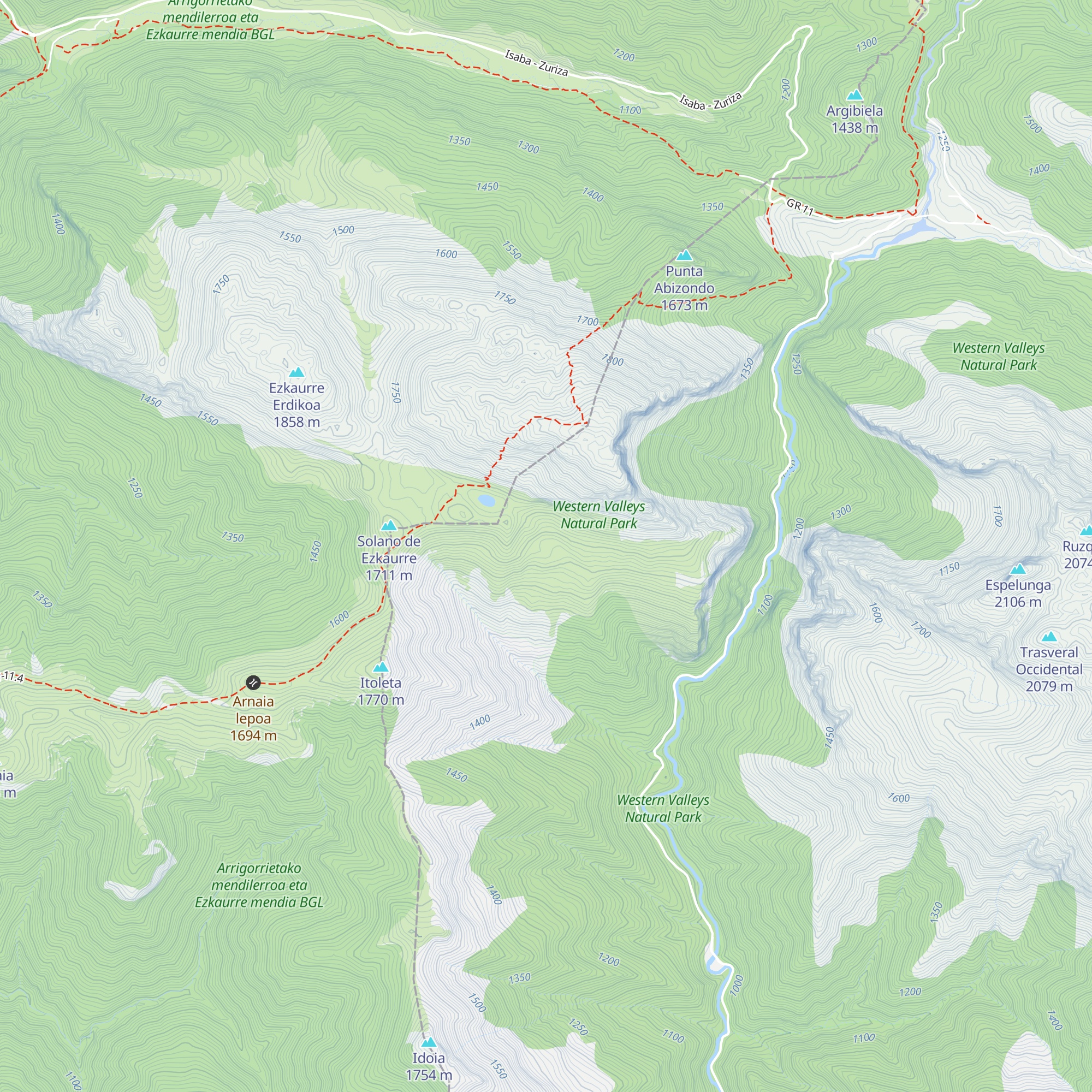 Refugio de Ezcaurre map