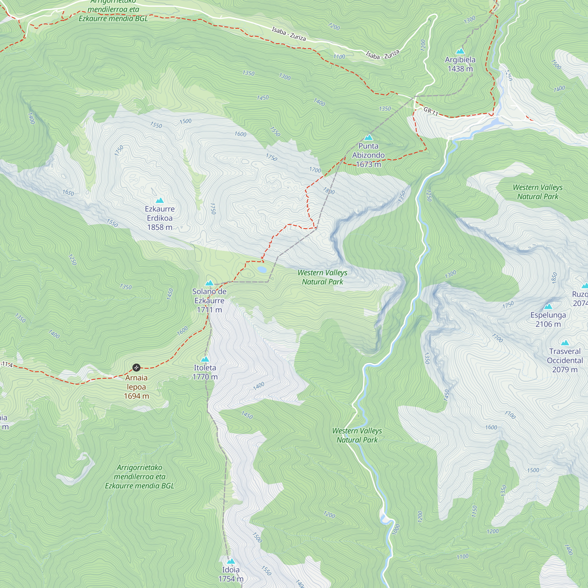 Refugio de Ezcaurre map