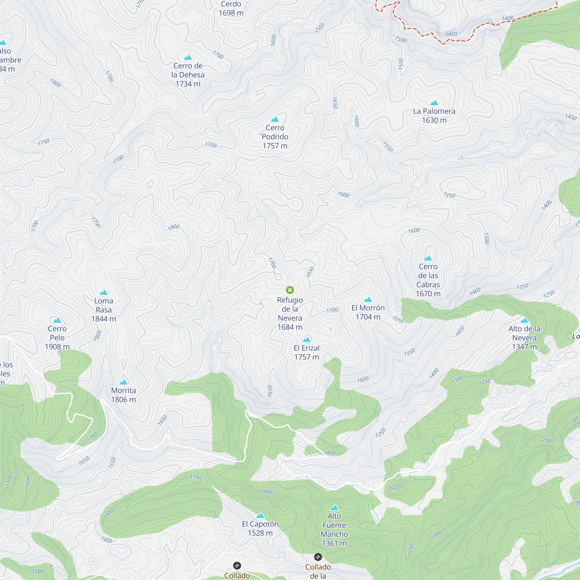 Refugio de la Nevera map