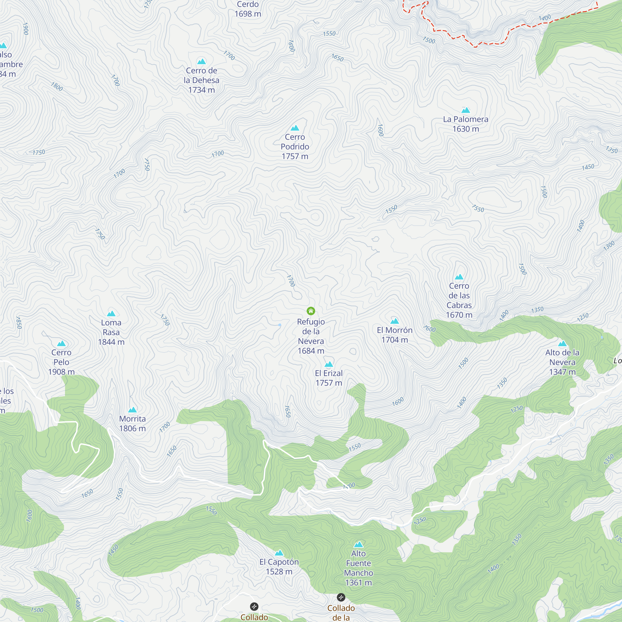 Refugio de la Nevera map