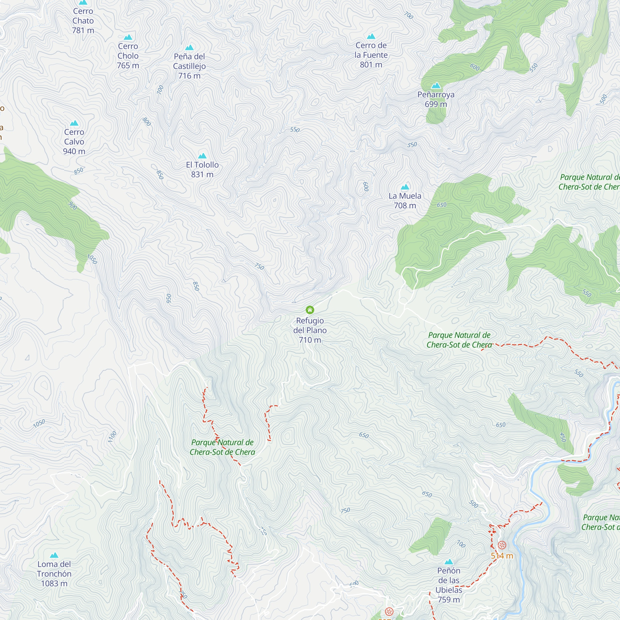 Refugio del Plano map