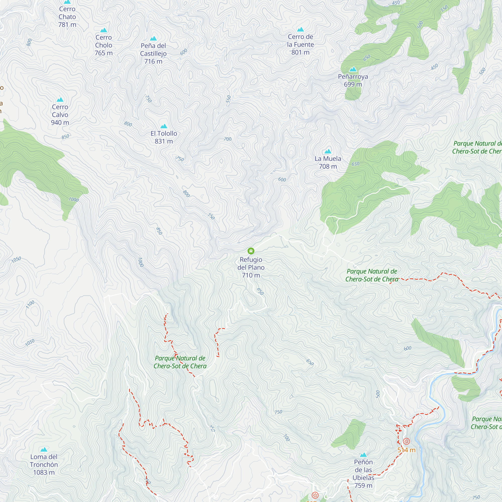 Refugio del Plano map