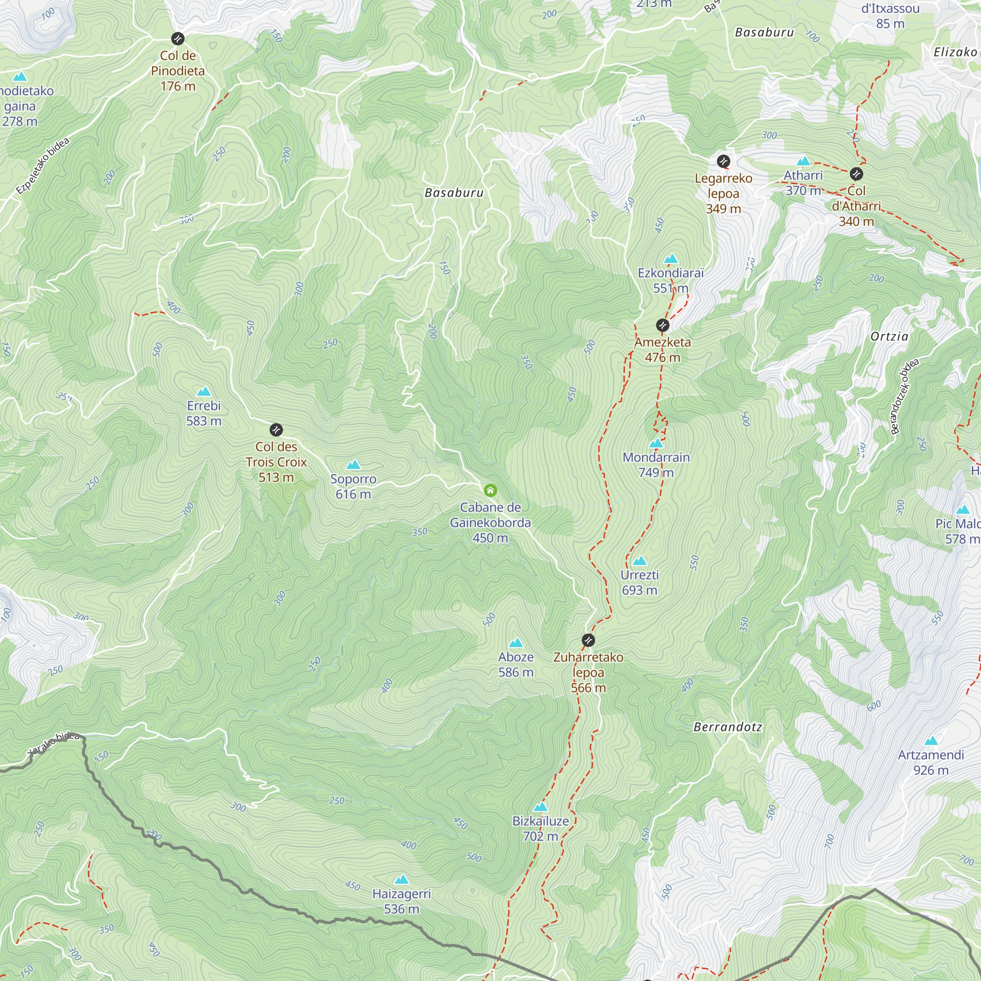 Cabane de Gainekoborda map