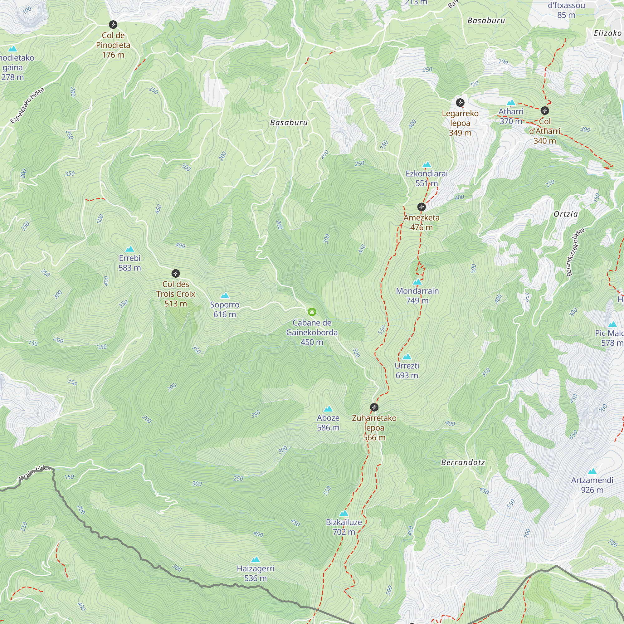 Cabane de Gainekoborda map