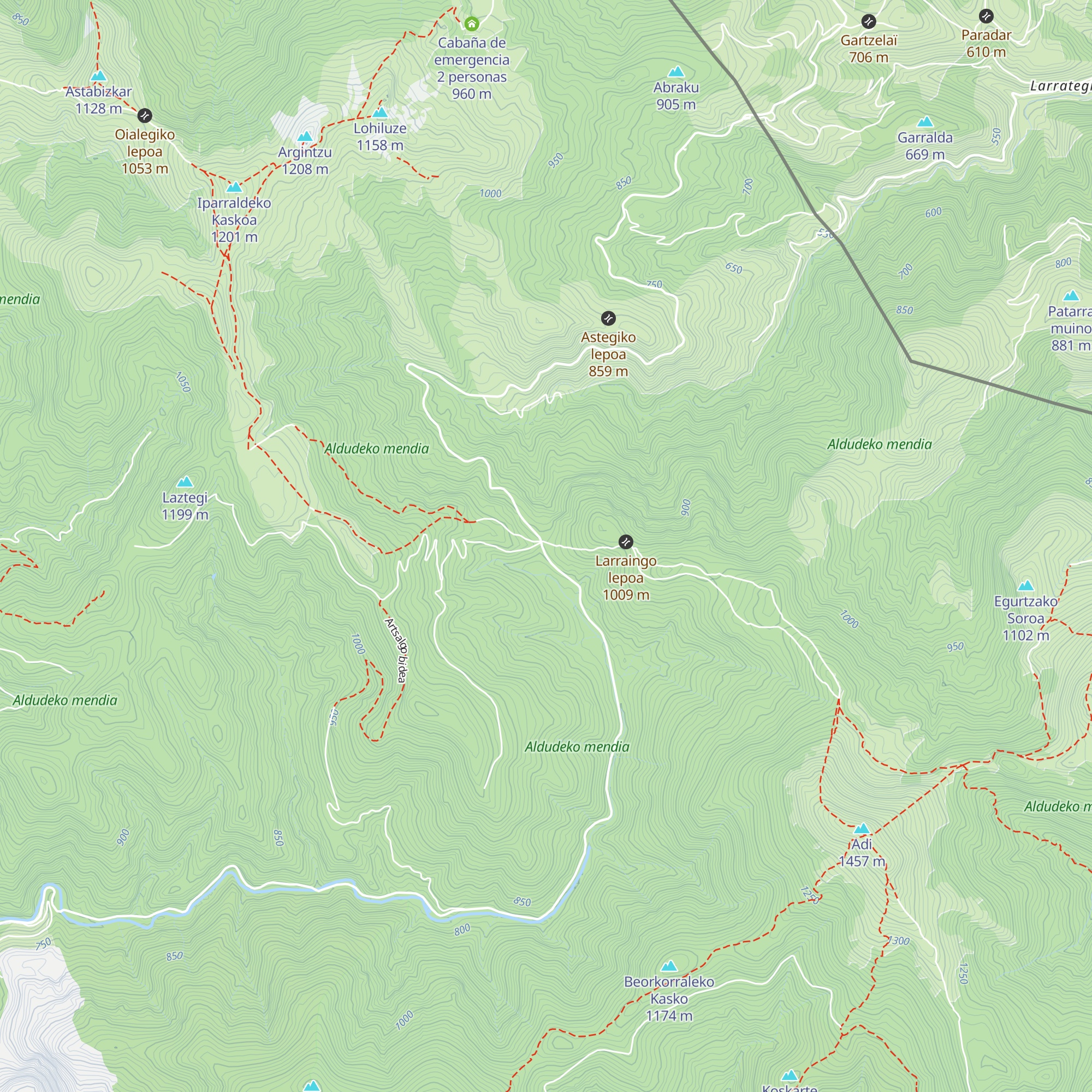 Refugio libre de Urkiaga map