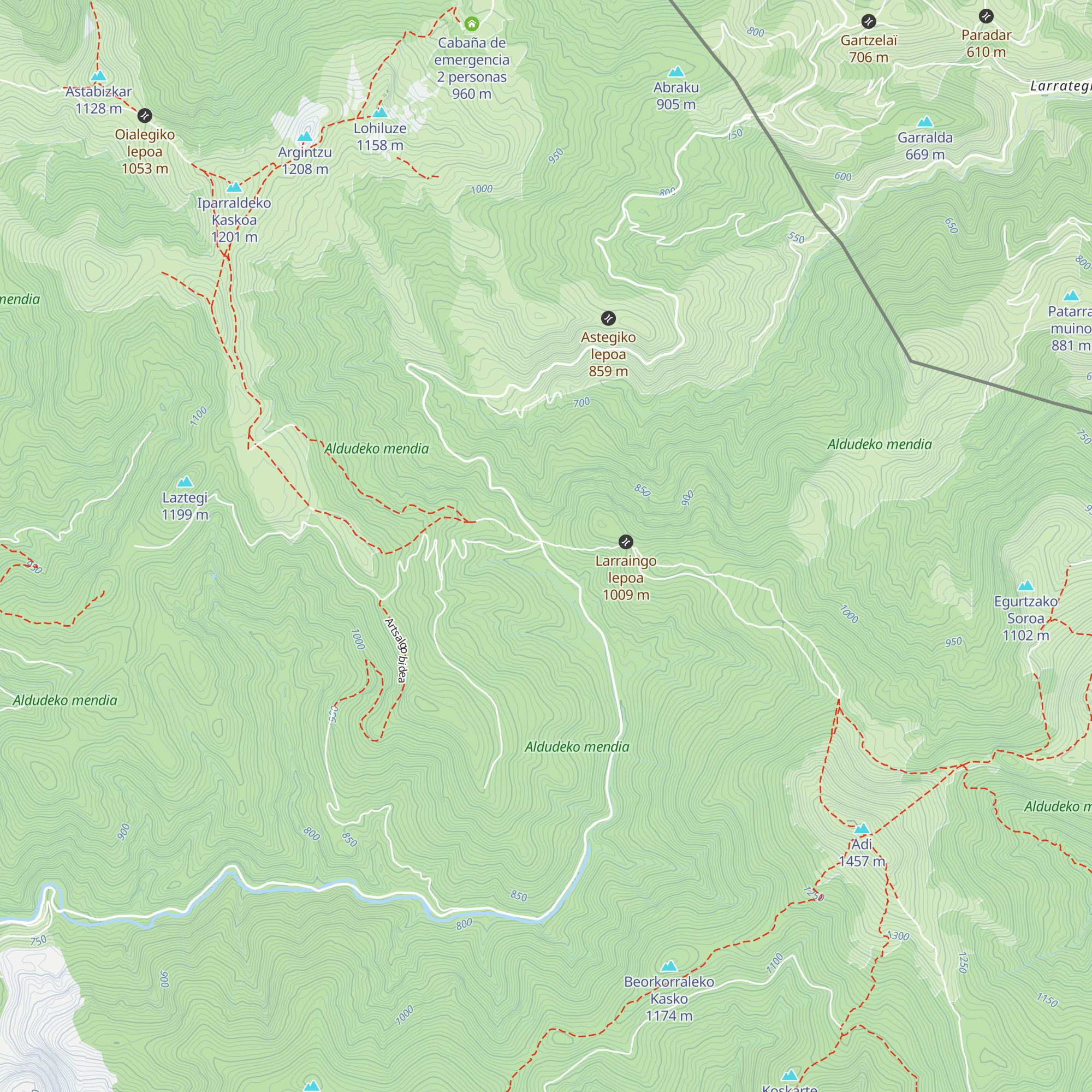 Refugio libre de Urkiaga map