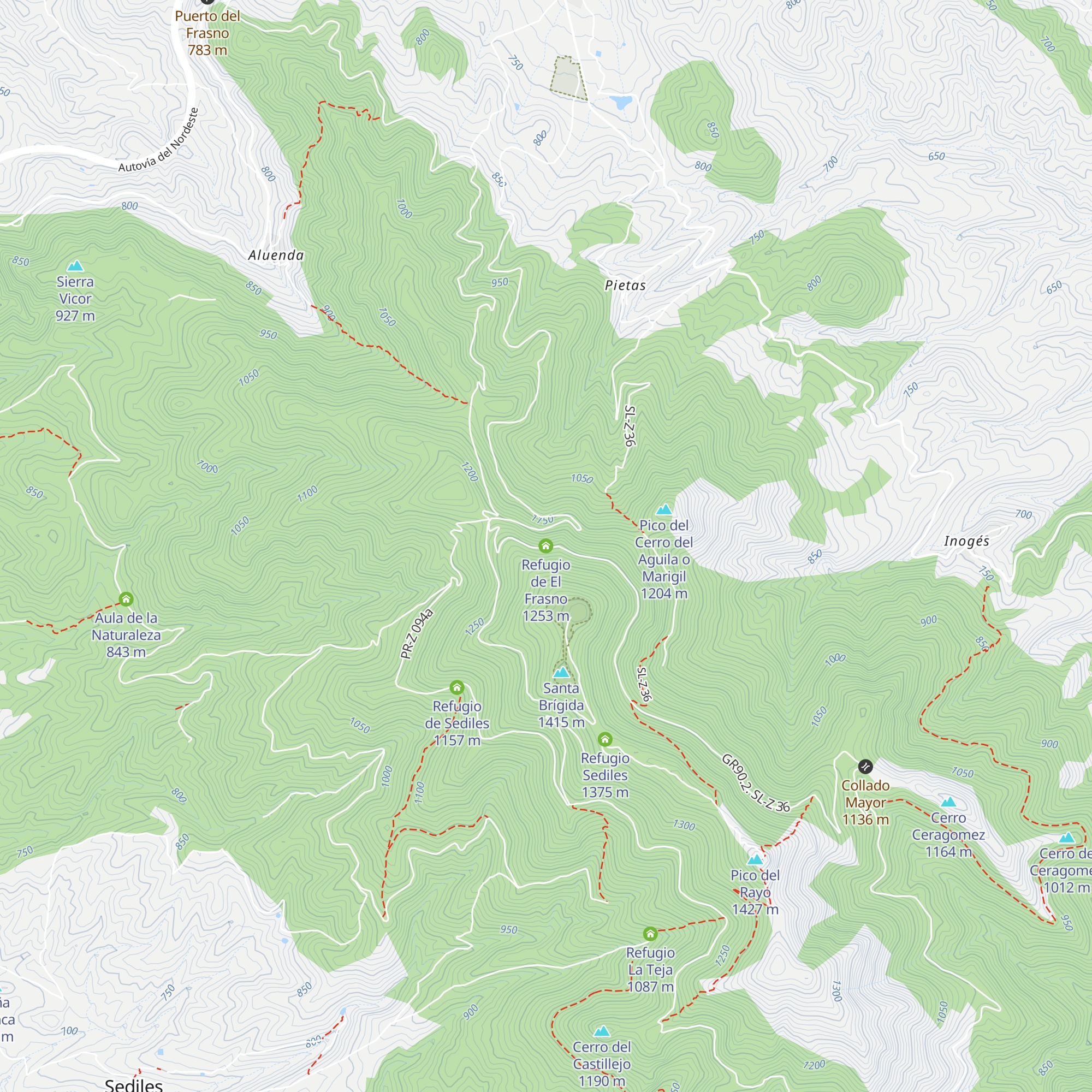 Refugio de El Frasno map