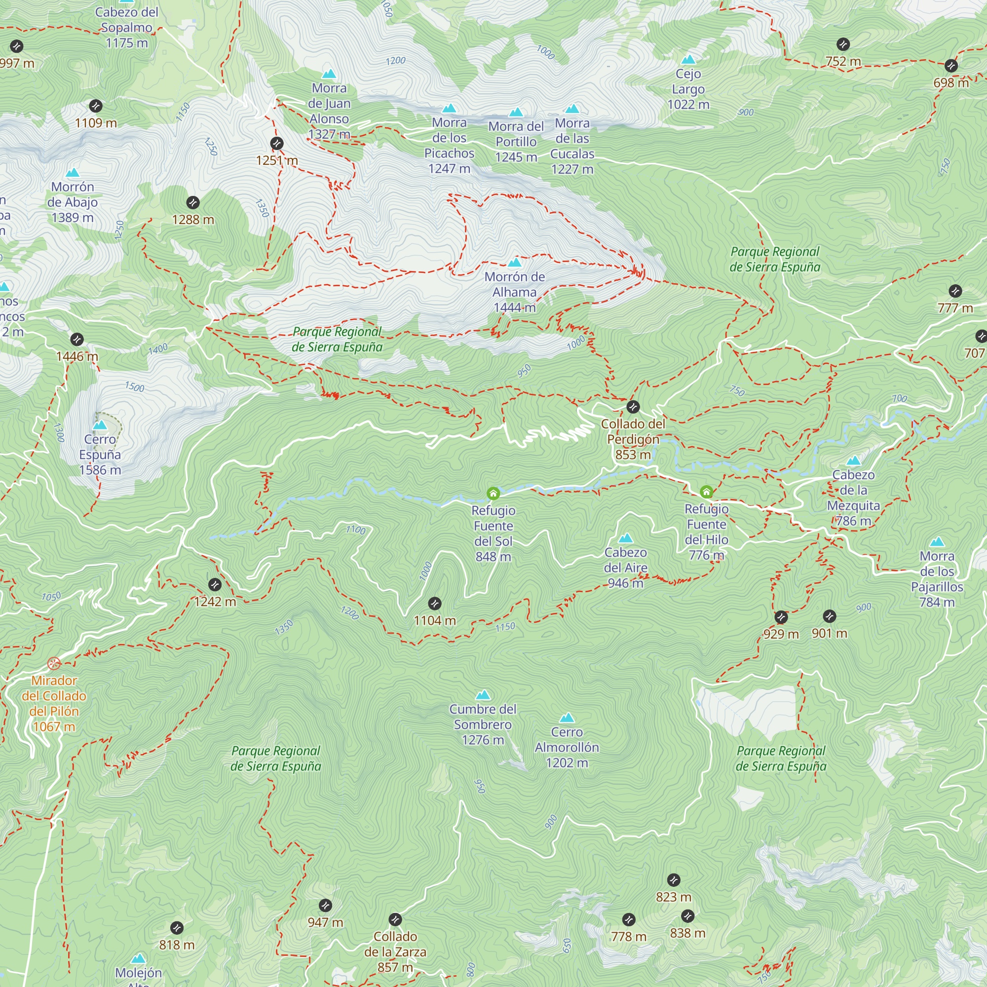 Refugio Fuente del Sol map